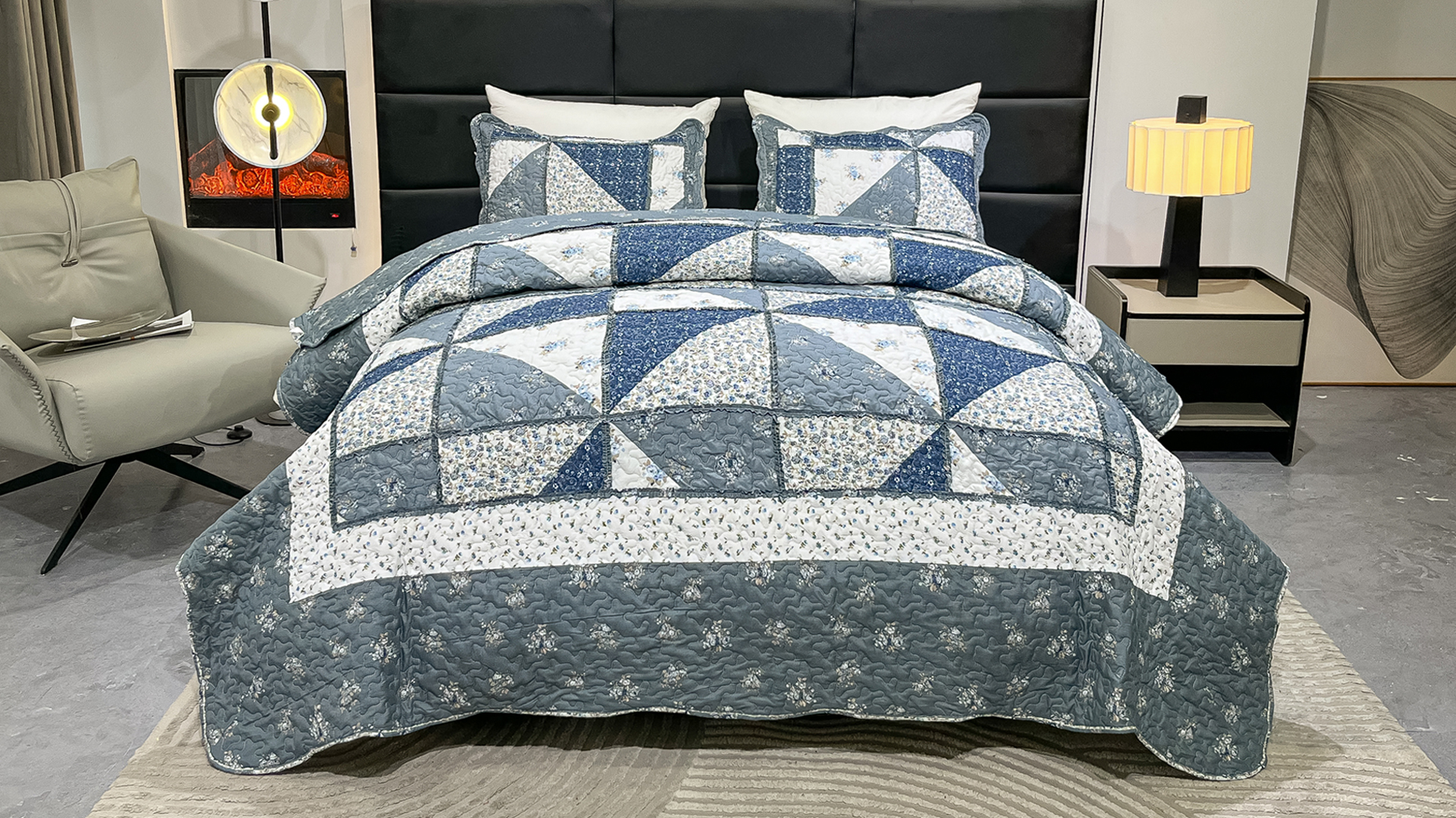 Amazon.com: Patchwork Quilt Set King Size Quilted Bedspread