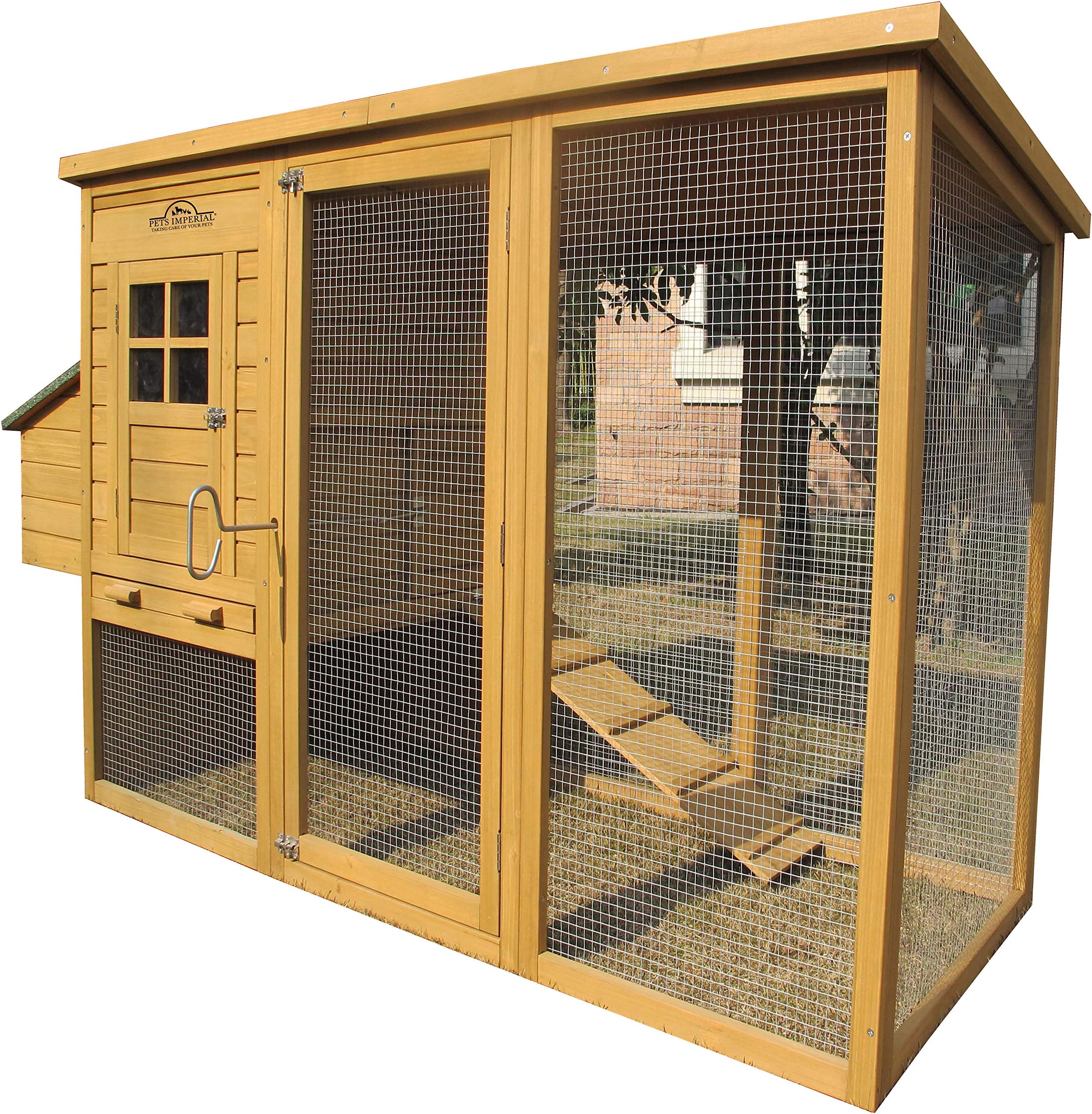 Pets Imperialยฎ Wentworth Large Chicken Coop Hen Ark House Poultry Run Nest Box Rabbit Hutch Suitable For Up To 4 Birds - Integrated Run & Cleaning Tray & Innovative Locking Mechanism