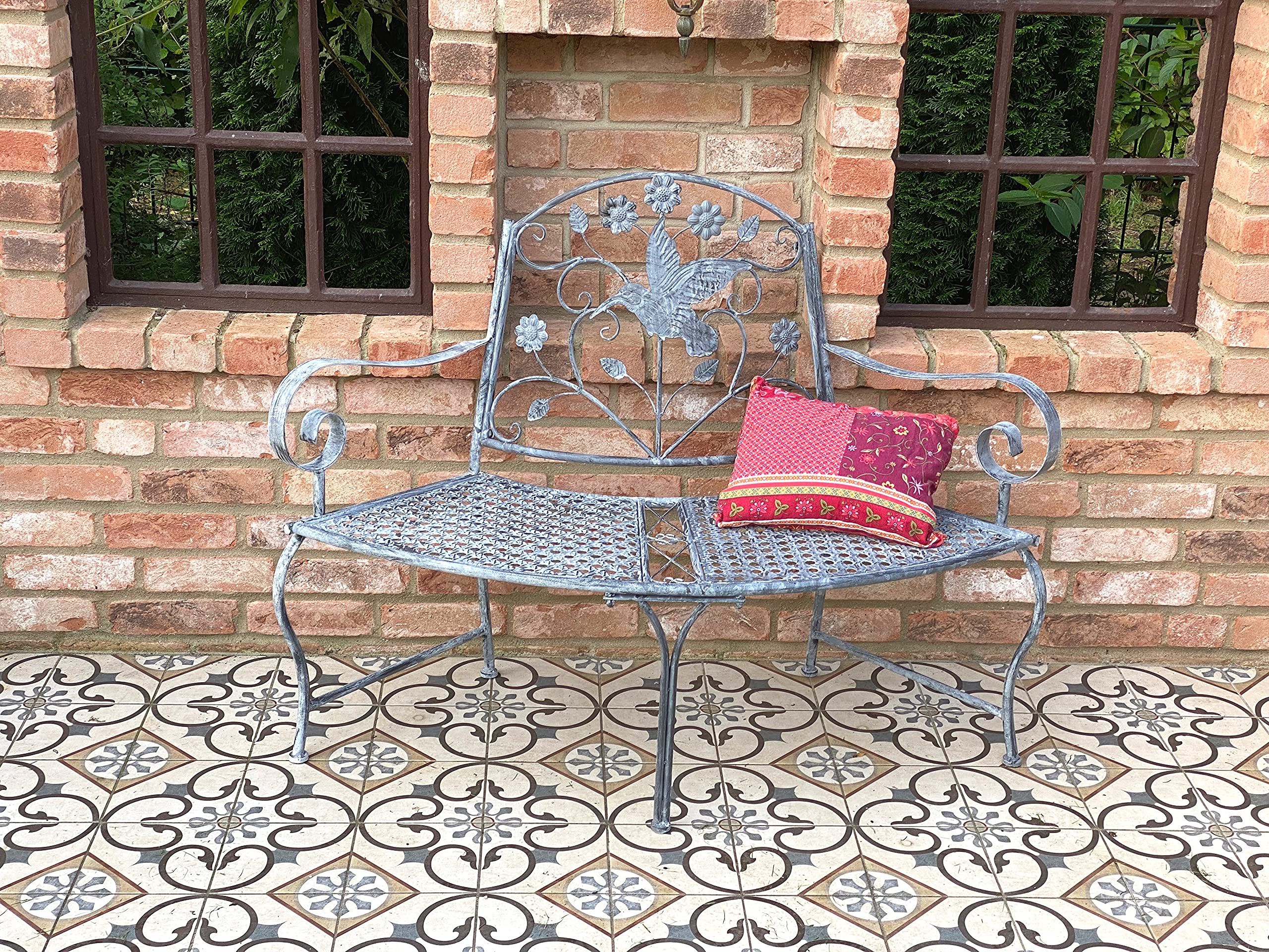 DanDiBo Panchina semicircolare in metallo 130 cm grigio resistente alle intemperie