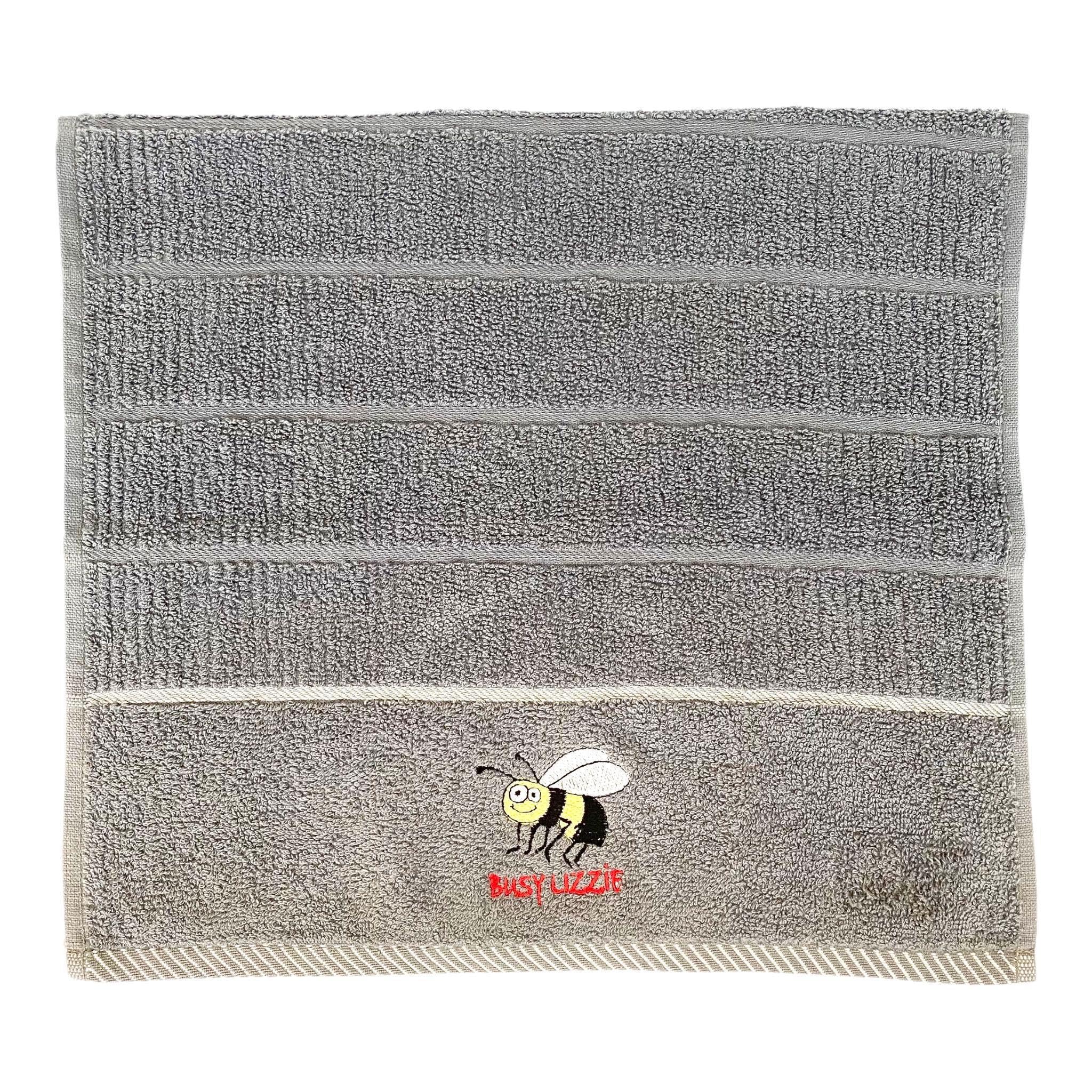 Riggs 100% Cotton 3 Pack 'Busy Lizzie' Bee Kitchen Hand Tea Towels in Grey