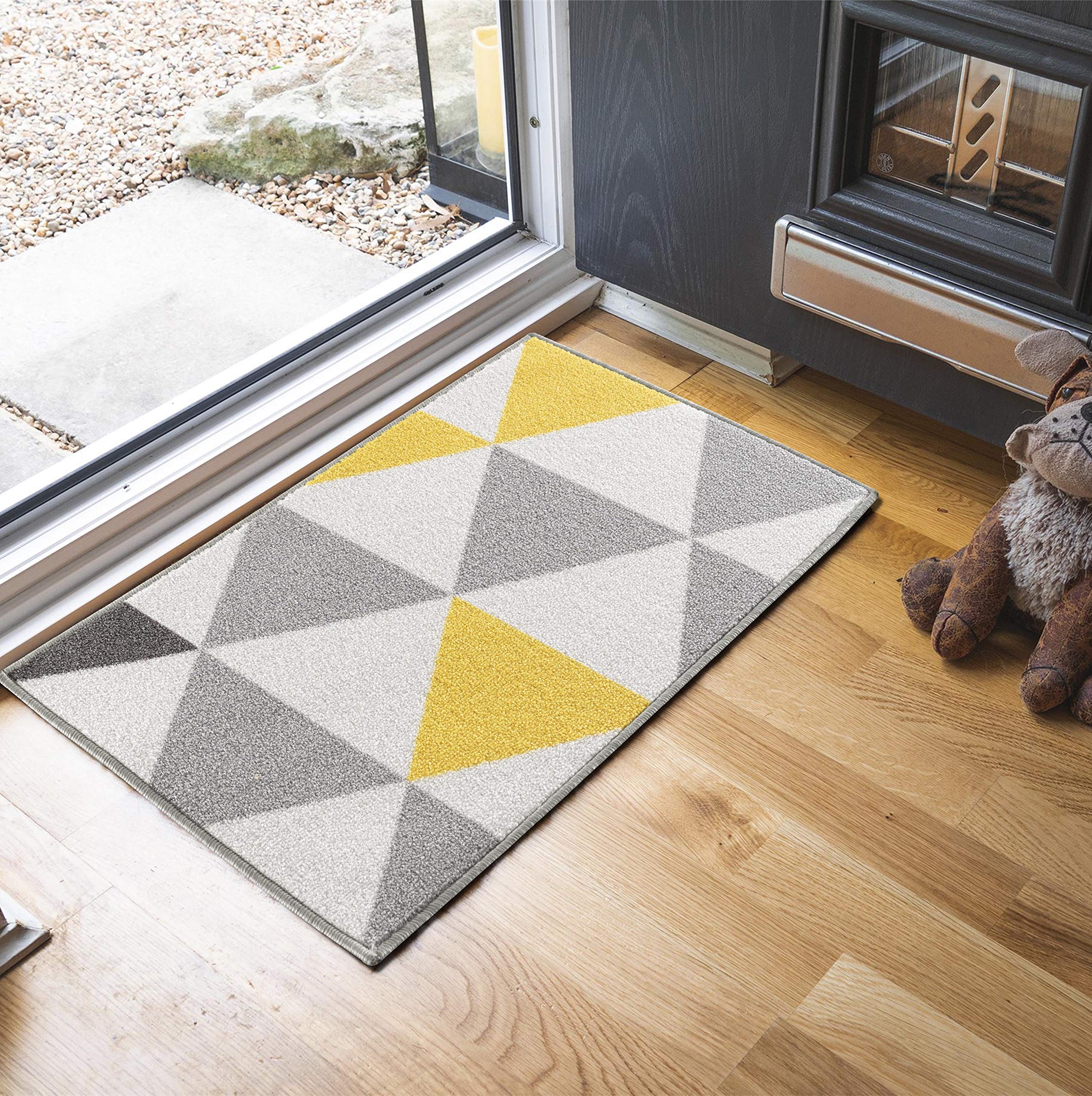 Washable Door Mat Kitchen Mats Non Slip Geometrical Design Hall Runner- Indoor Door Mat - Hallway-Passage Corridor Doormats - Floor Mat — view 3