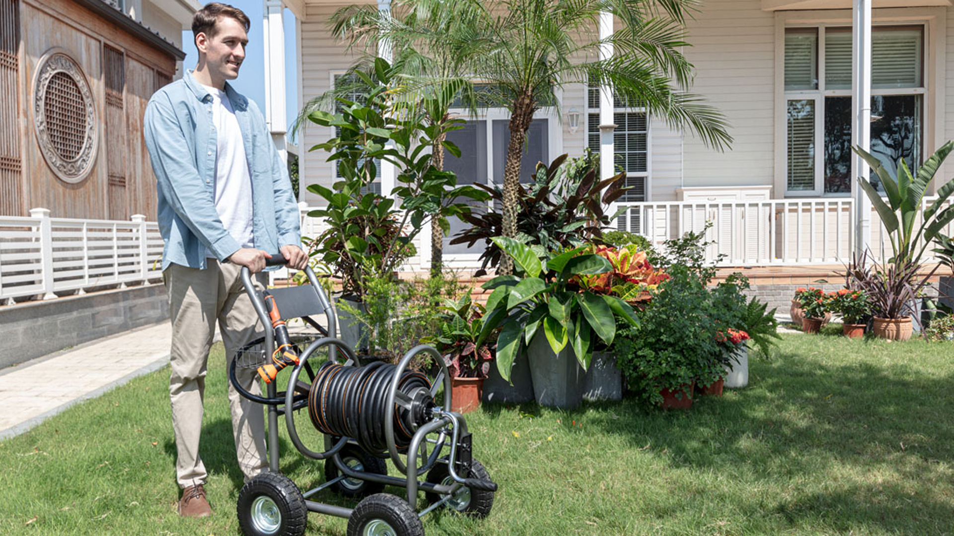 Amazon.com : Giraffe Tools Garden Hose Reel Cart, Cart with Wheels