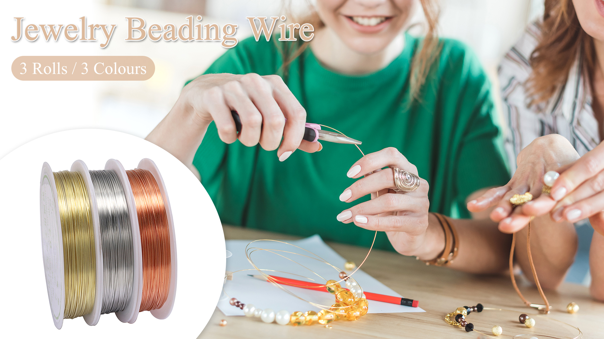Fil De Cuivre 0.3mm Pour Bijoux - 3 Bobines (Or, Argent, Bronze) - 15m Par Bobine