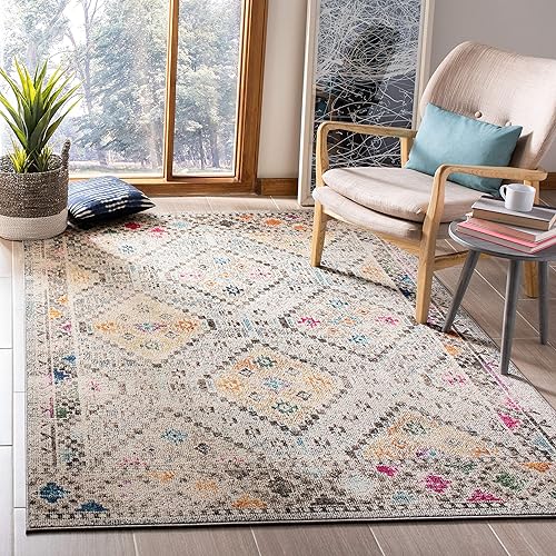 Vista 178 de Safavieh Madison Collection MAD418F - Alfombra de área con diamantes, Polipropileno, Azul Oscuro/Amarillo