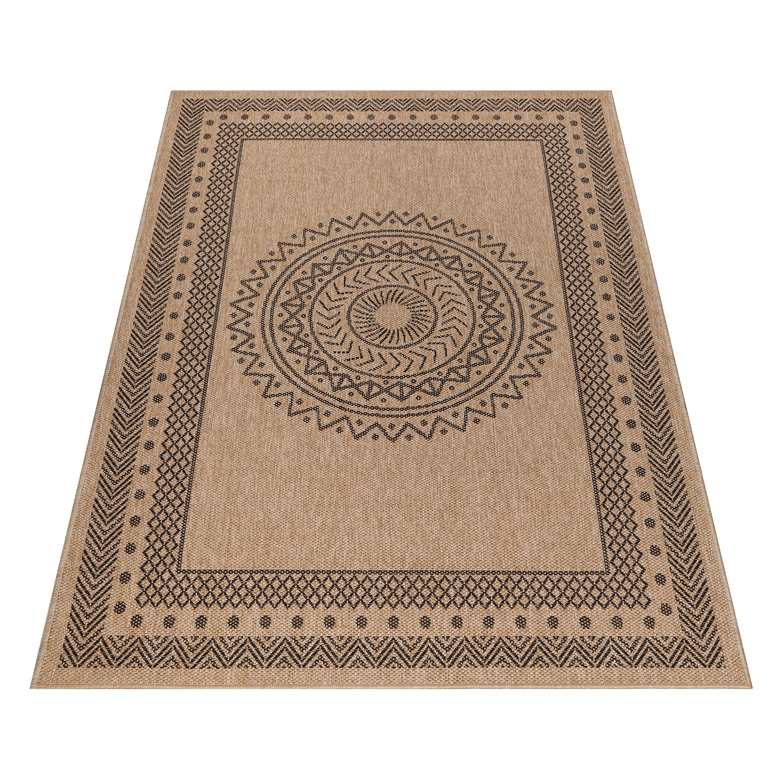 HomebyHome Tapis Outdoor 160x230 cm, Grand Tapis Effet Jute, résistant aux Conditions climatiques, idéal pour Salon, Jardin et terrasse