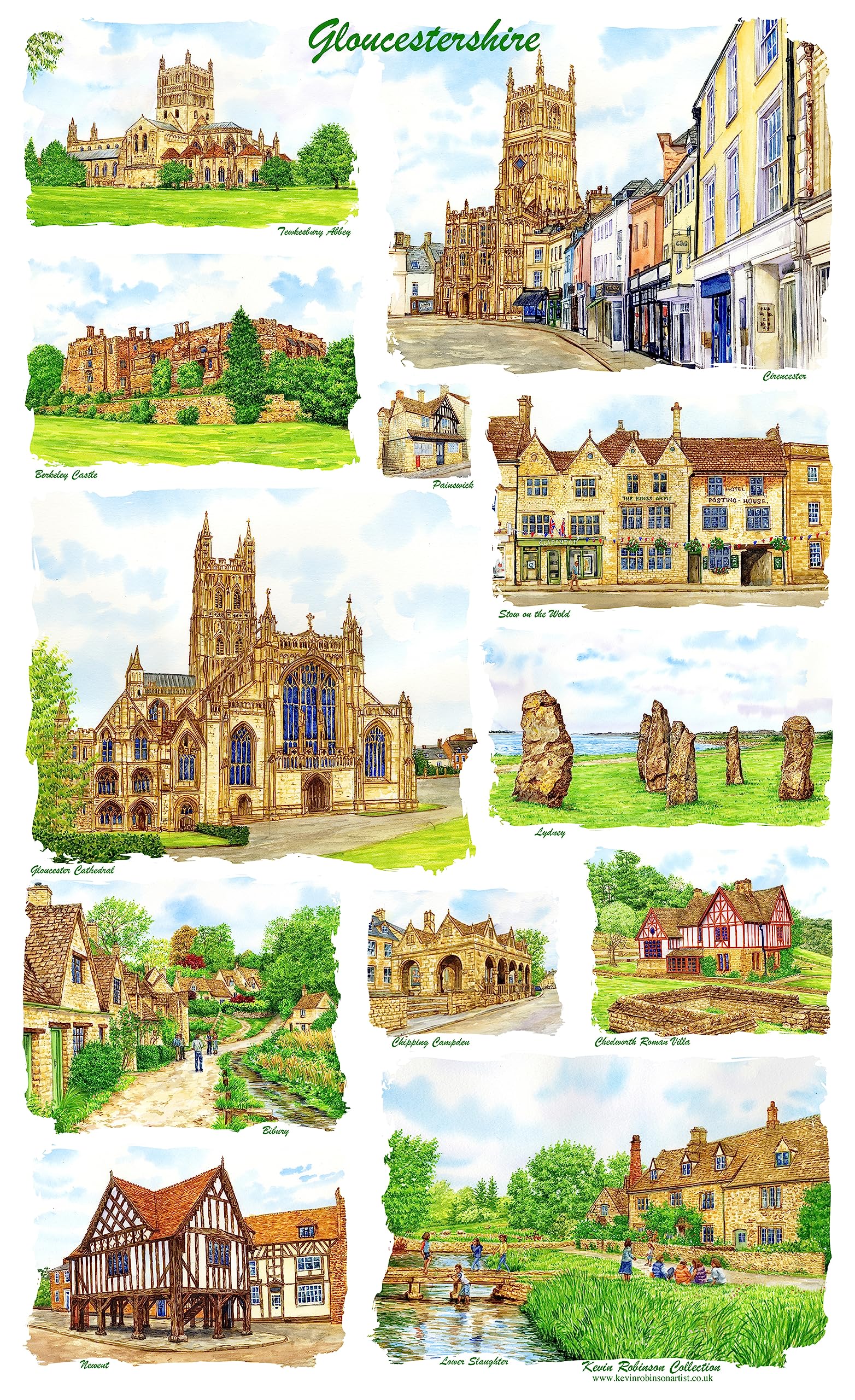 Kevin Robinson Collection Gloucestershire Tea Towel