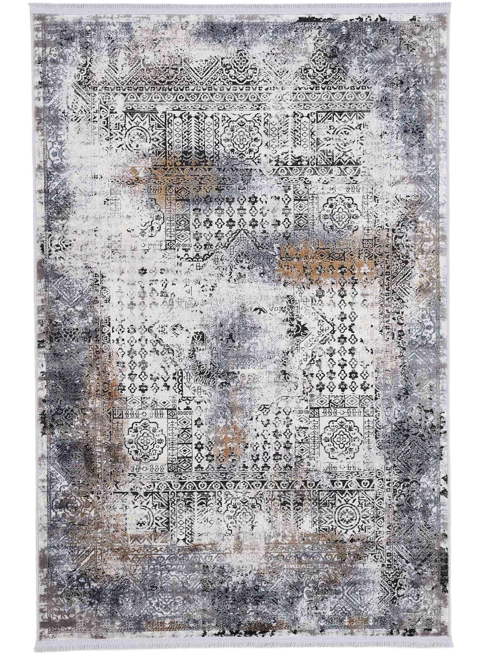 carpetfine Vintage Teppich Liyath Schwarz 160x230 cm | Moderner Teppich für Wohn- und Schlafzimmer