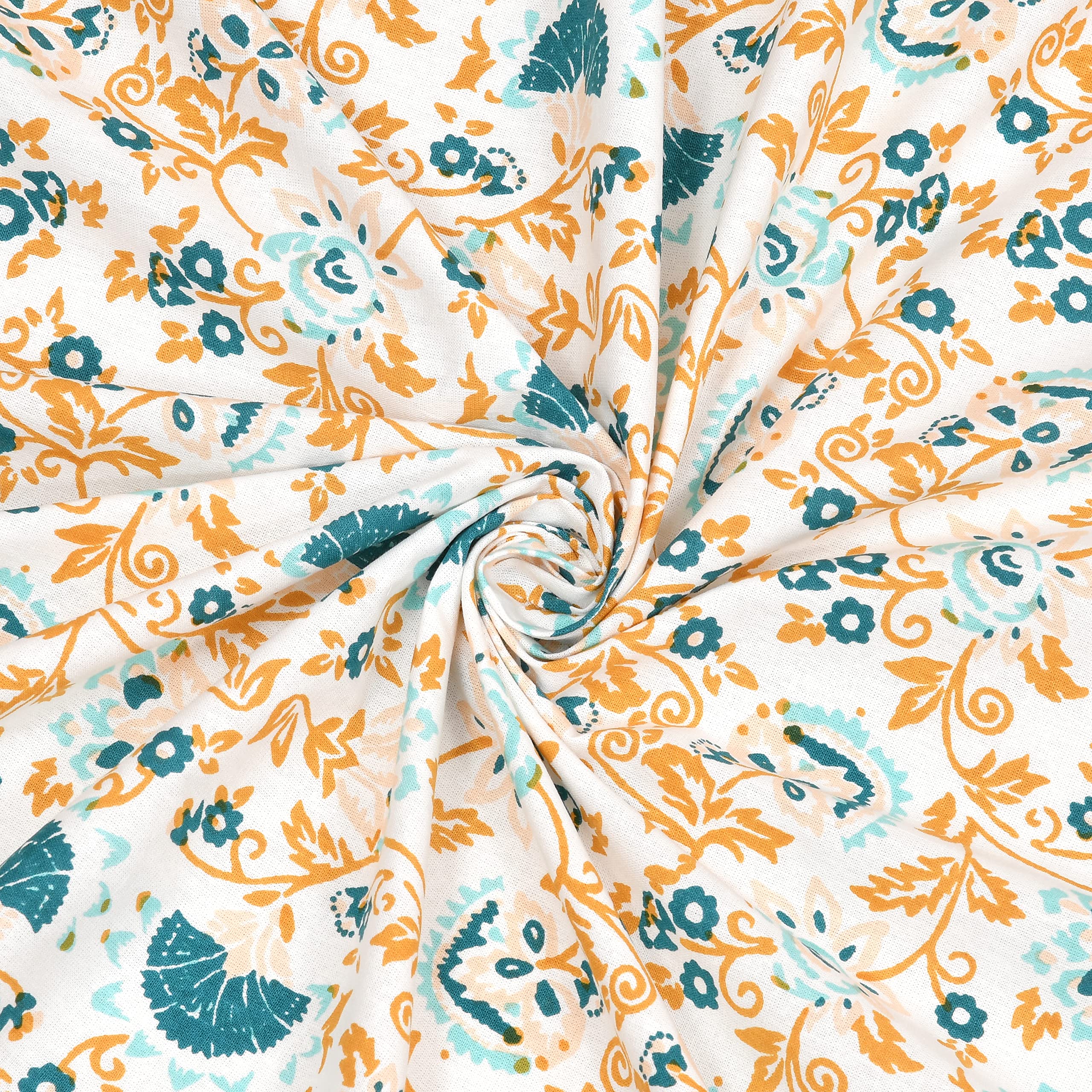 BLOCKS OF INDIA Hand Block Printed 200 TC Cotton King Size Bedsheet (Turquoise JAAL) 2