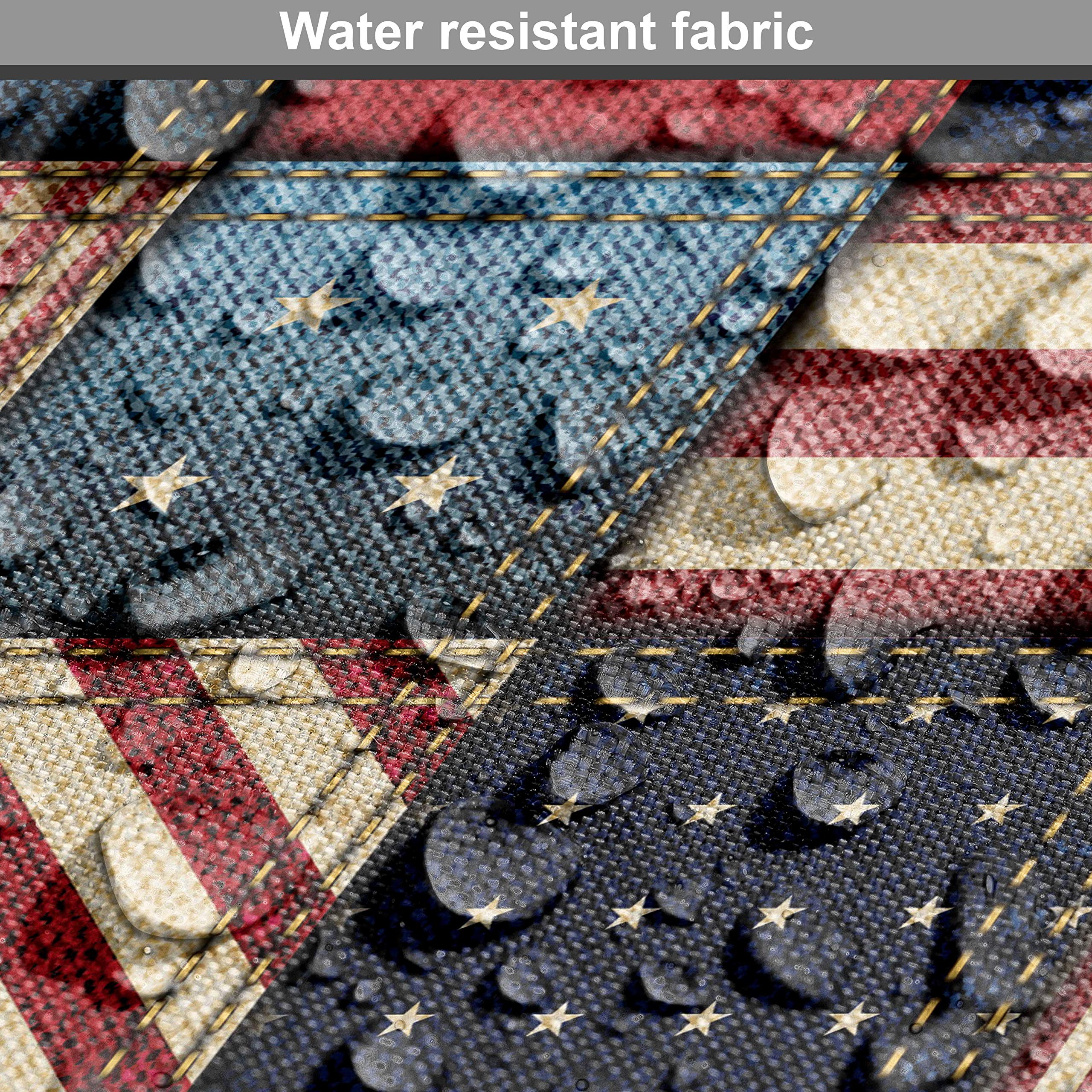 The Yard, tessuto con bandiera americana, patchwork con strisce verticali e orizzontali e forme a stella, tessuto decorativo per tappezzeria e accenti per la casa, 5 m, rosso blu