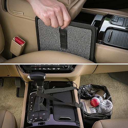 Miniatura 3 de KMMOTORS - Canasta de basura y organizador plegable para automóvil patentada, de cuero artificial y tela Oxford, multifuncional, cómoda (canasta