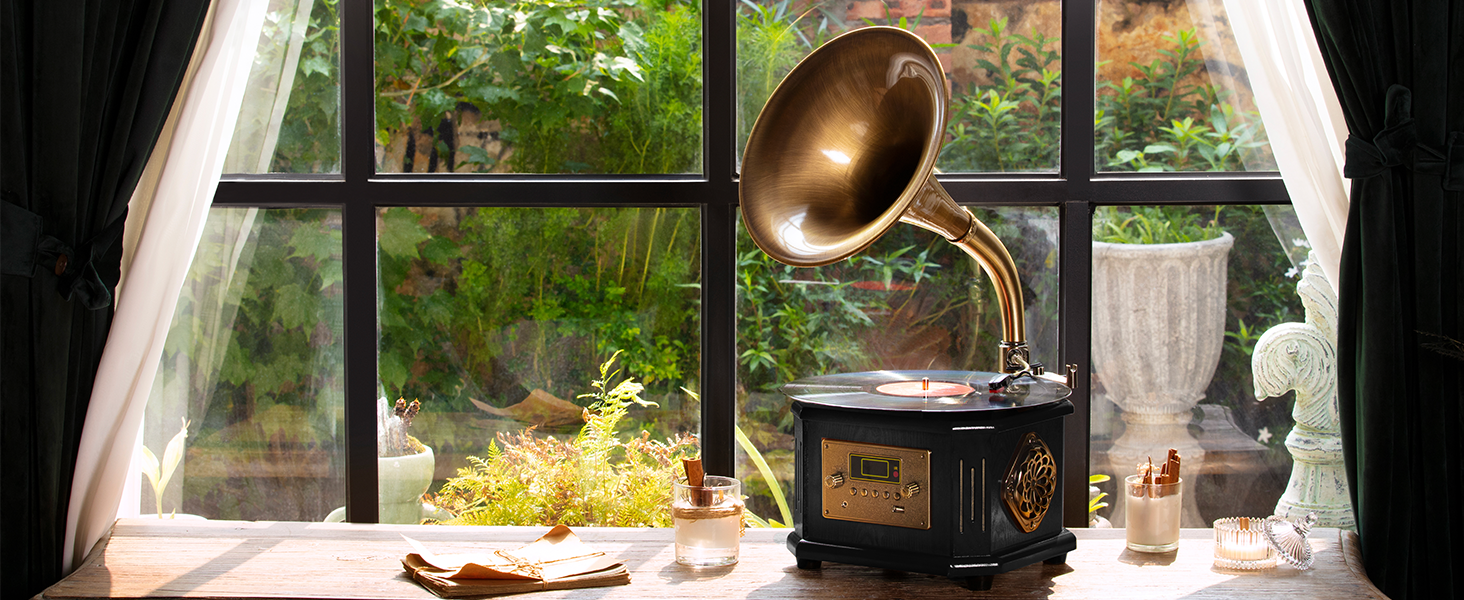 Amazon.co.jp: Hofeinz レトロ蓄音機、ビニールレコードプレーヤー