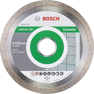 Bosch Professional 1x Diamanttrennscheibe Standard for Ceramic (für Stein, Keramik, Fliesen, Marmor, Ø 125 x 22,23 x 1,6 x 7 mm, Zubehör für Winkelschleifer)