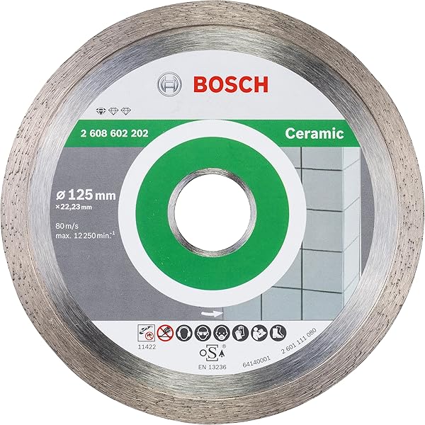 Bosch Professional 1x Diamanttrennscheibe Standard for Ceramic (für Stein, Keramik, Fliesen, Marmor, Ø 125 x 22,23 x 1,6 x 7 mm, Zubehör für Winkelschleifer)