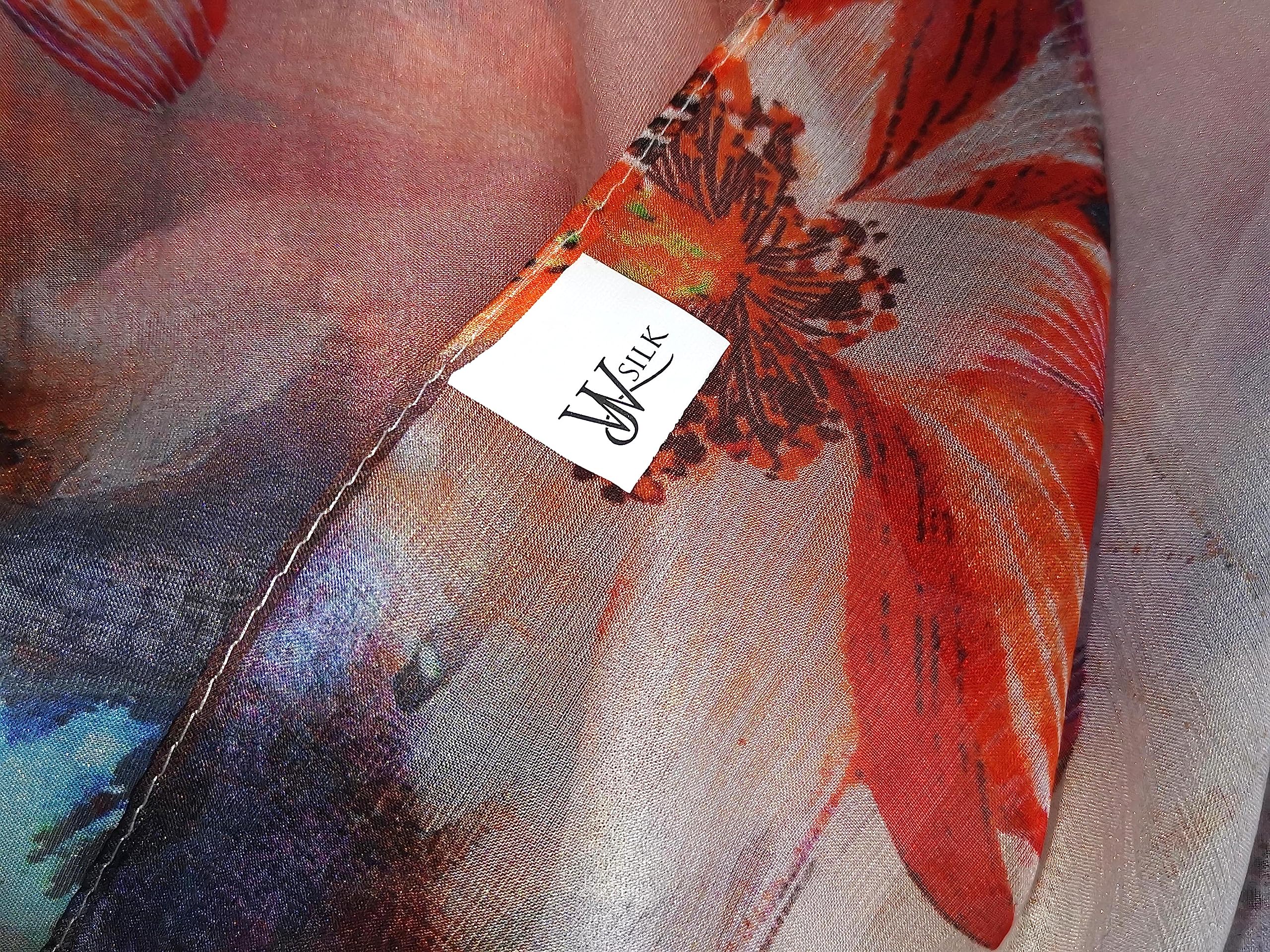 JWSilk Sciarpa lunga in chiffon di seta con stampa floreale