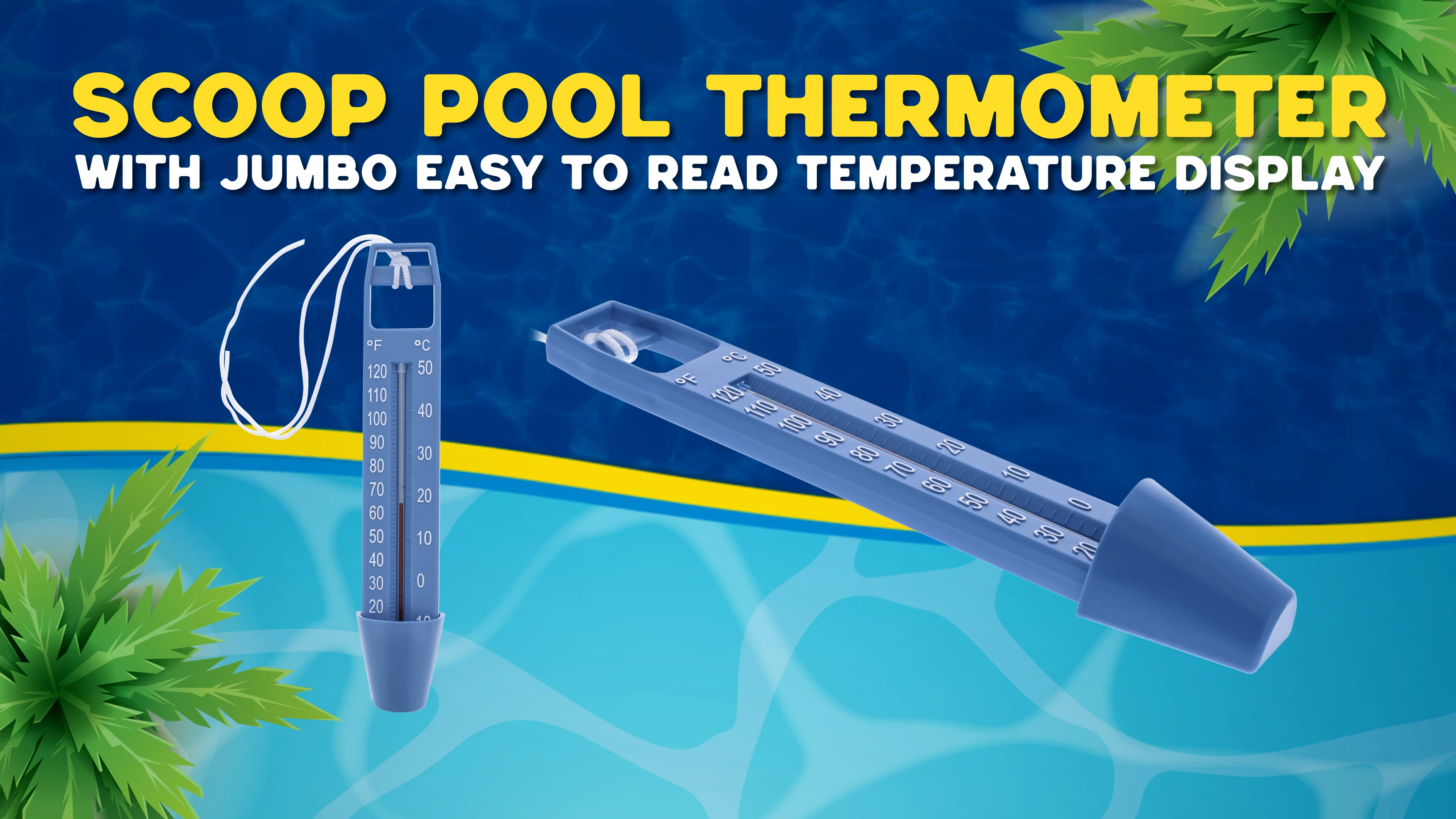 Image of U.S. Pool Supply Scoop Pool Thermometer with Jumbo Easy to Read Temperature