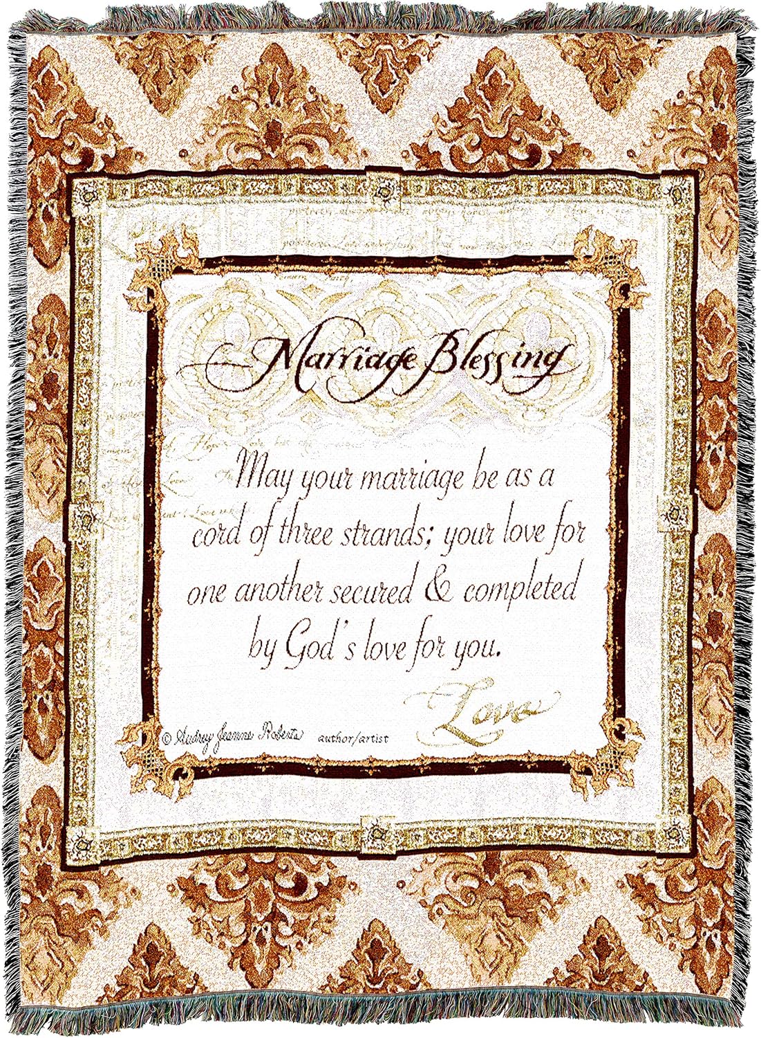 Pure Country Weavers Marriage Blessing Blanket by Audrey Jean Roberts - Wedding Gift Tapestry Throw Woven from Cotton - Made in the USA (72x54)
