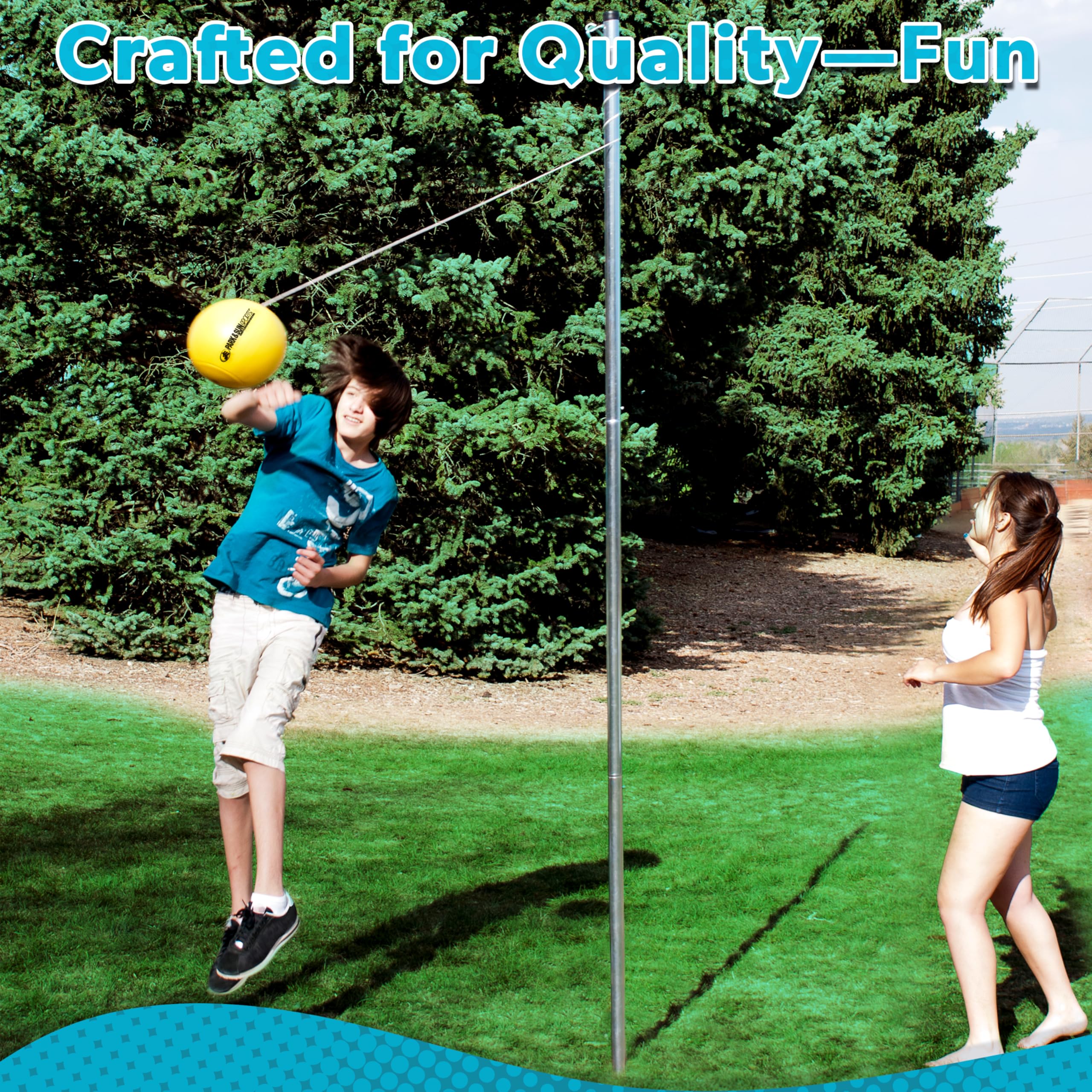 Park & Sun Sports Permanent Outdoor Tetherball Set mit Zubehör