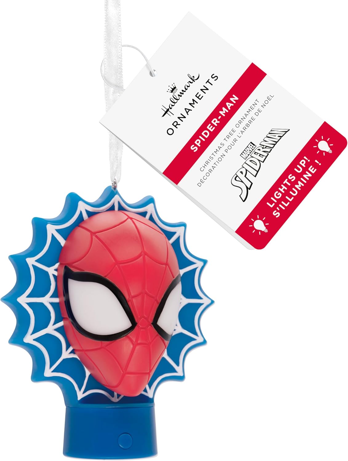 Hallmark Marvel Spider-Man Face on Web Christmas Ornament with Light image 3
