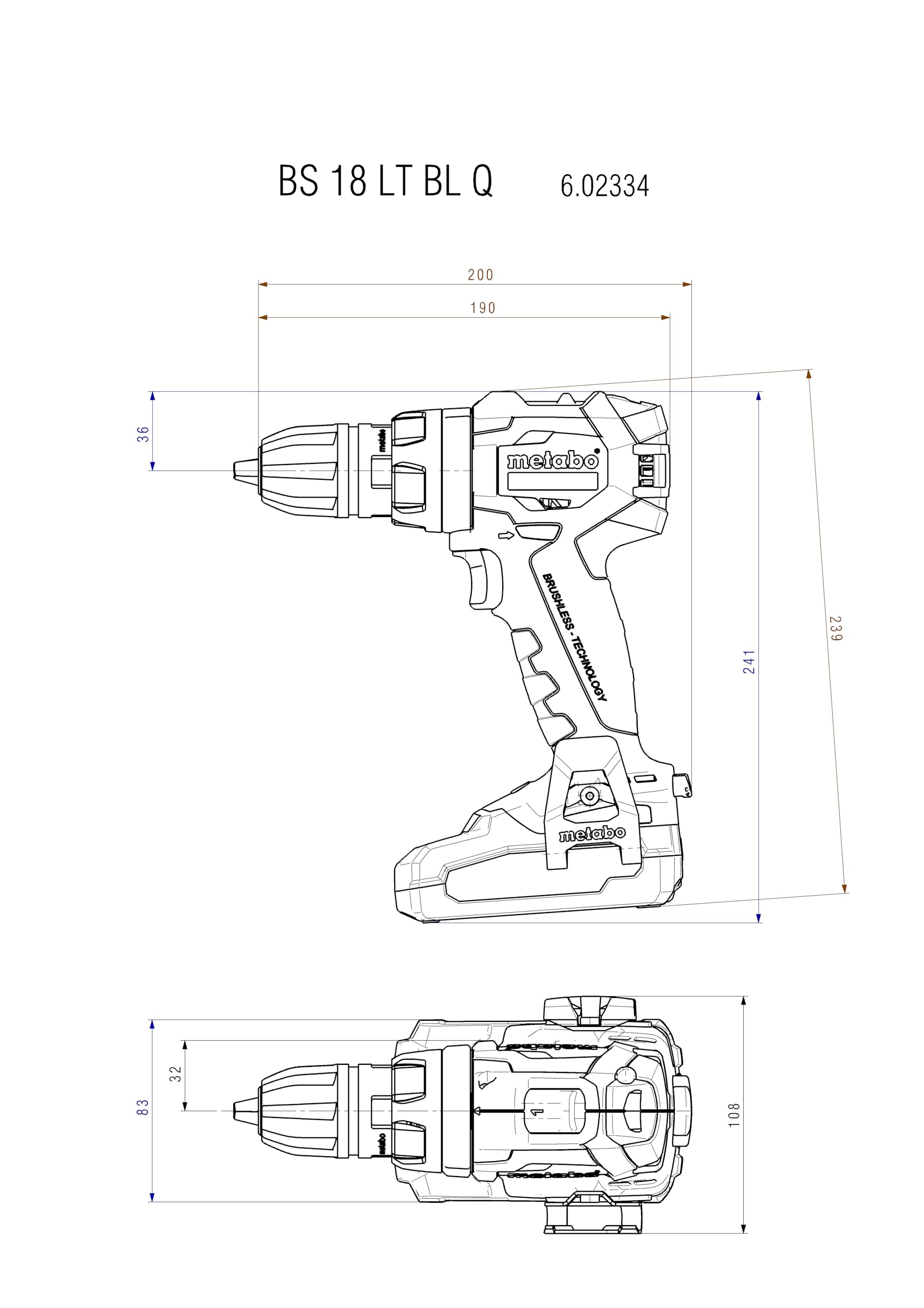 Metabo akumulatorowa wkrętarko-wiertarka BS 18 LT BL Q – 602334840 – 18 V – Wiertarko-wkrętarka z systemem szybkiej wymiany i silnikiem bezszczotkowym – Bez akumulatora i ładowarki