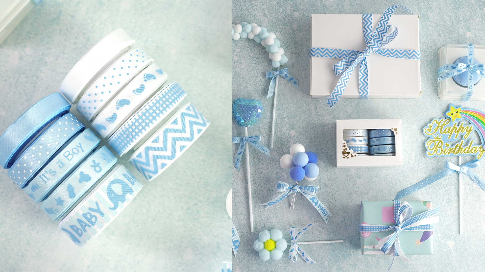 HUIHUANG Blue Ribbon for Baby Shower Its A Boy on Amazon Live