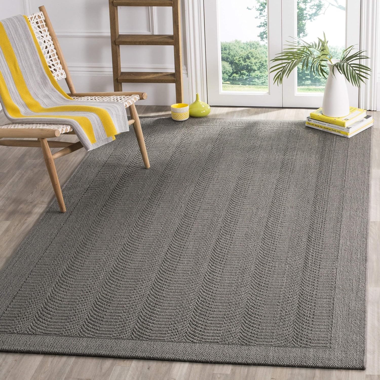 SAFAVIEH Palm Beach Collection Accent Rug - 2' x 3', Ash, Sisal & Jute Design, Ideal for High Traffic Areas in Entryway, Living Room, Bedroom (PAB322E)