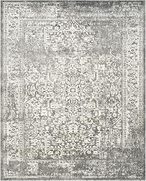 SAFAVIEH Area Rug 10x14 - Evoke Collection - Large - Grey & Ivory, Distressed Design, Non-Shedding & Easy to Clean, Ideal for Living Room, Bedroom, Dining Space (EVK256D)