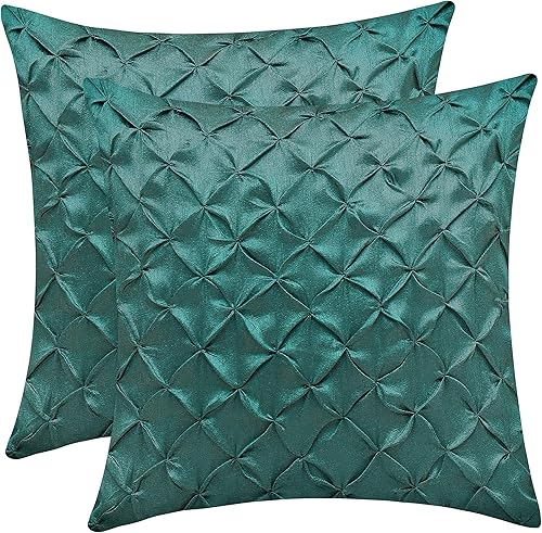 The White Petals Fundas de almohada color morado pizarra (seda sintética, plisado, 22 x 22 pulgadas, paquete de 2)