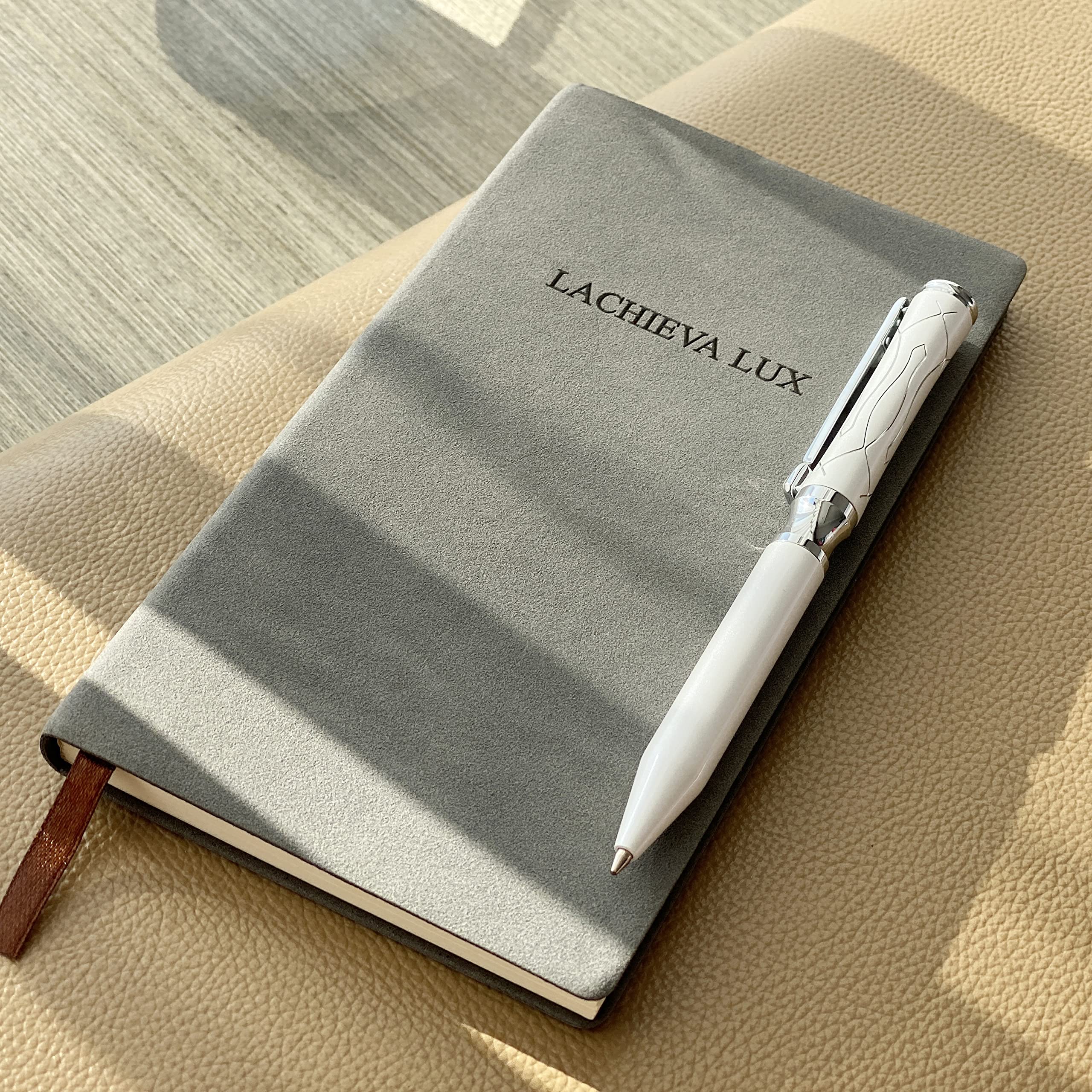 LACHIEVA LUX Pearl White Elegant Crystal Executive Metal Ballpoint Pen with German-made P900M Refills - Image 4