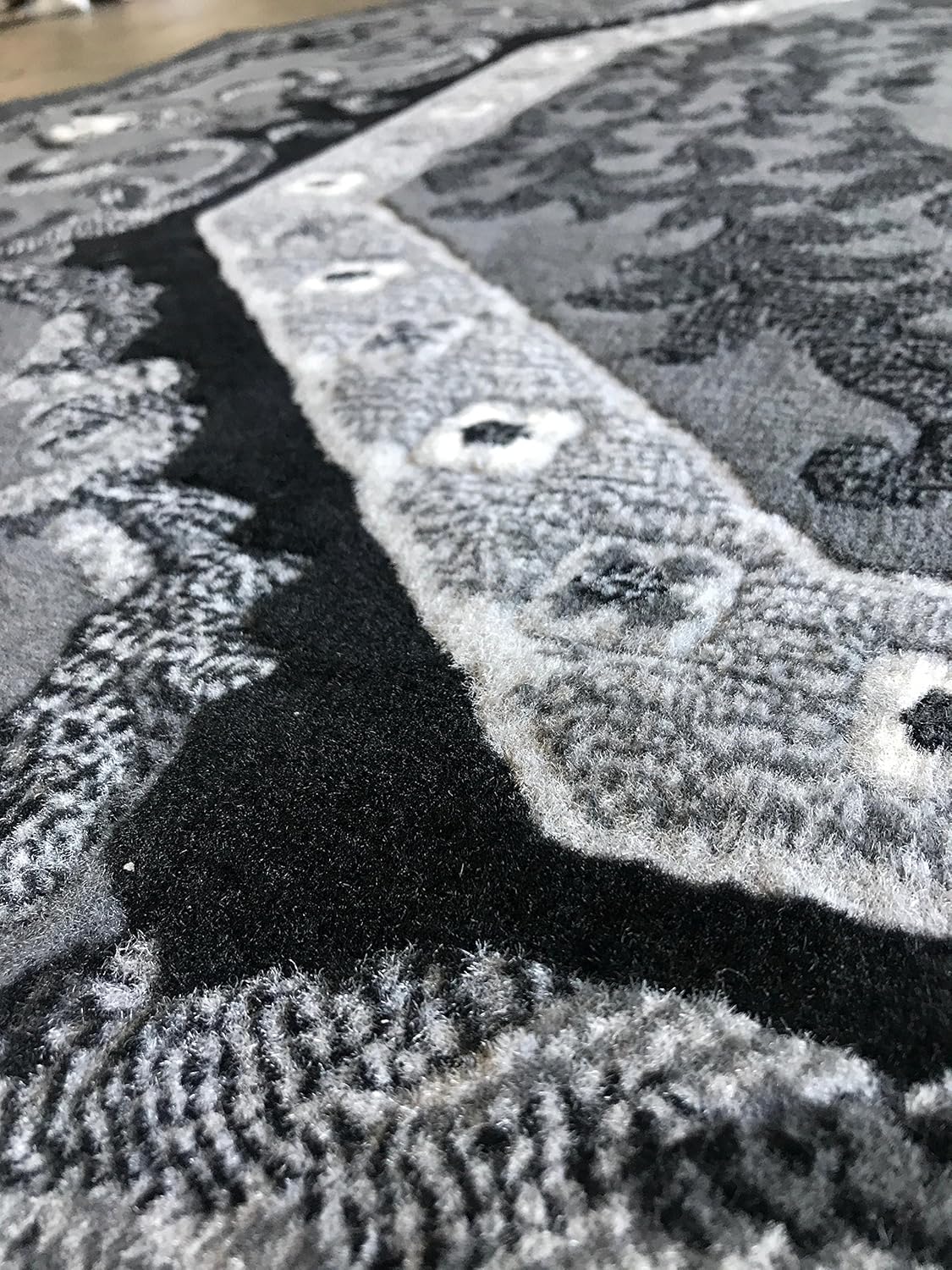 Carpet King Traditional Oriental Octagon Area Rug Grey Black Silver Gray Design 101 (5 Feet 3 Inch X 5 Feet 3 Inch)