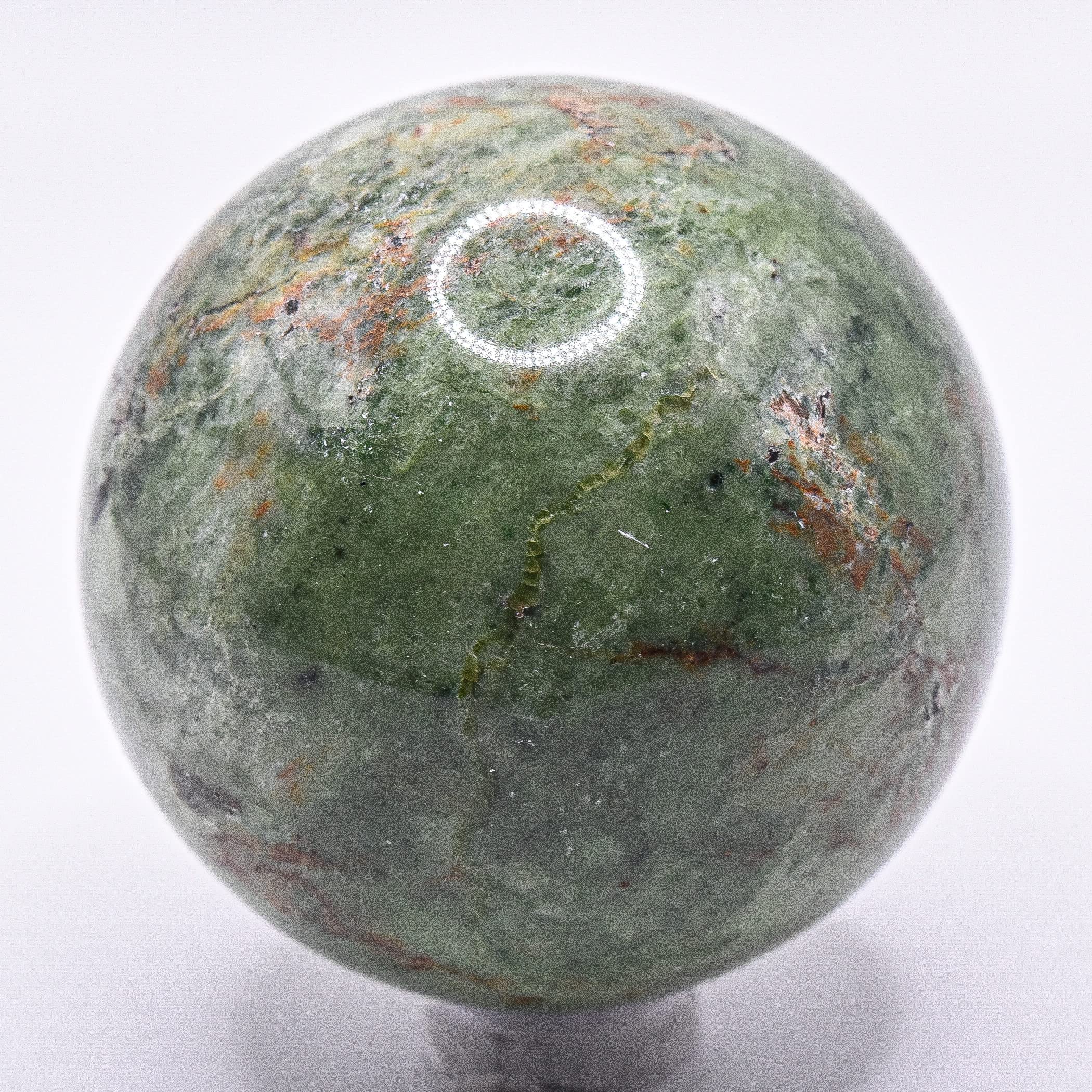 2" Green Vesuvianite Vasonite Sphere Natural Sparkling Mineral Ball Idocrase Crystal Polished Stone - India + Stand