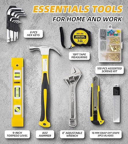 Miniatura 4 de DOWELL Juego de herramientas para propietarios de viviendas, kit de herramientas de reparación para el hogar con bolsa de herramientas de