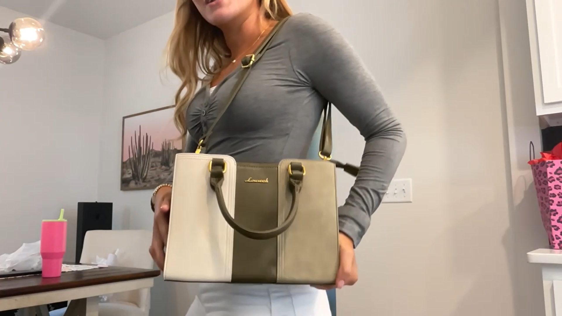 Bolso para mujer vintage de cuero con asa y bandolera miniatura 7
