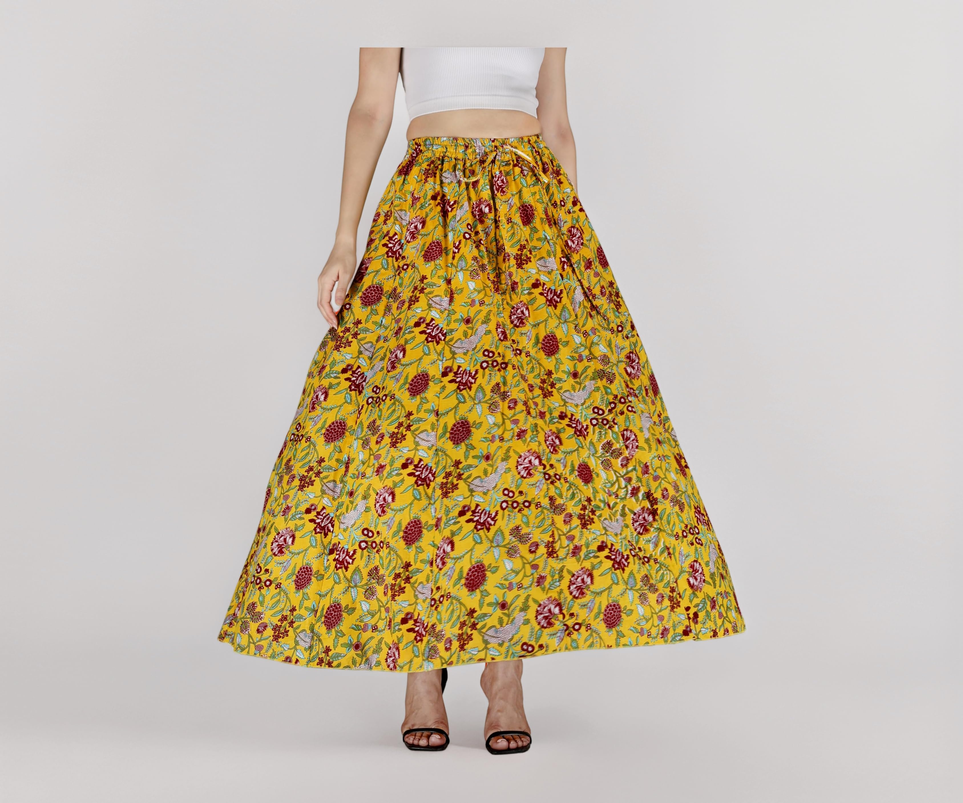 Sttoffa Cotton Printed Women Wear Maxi Long Skirt 40" inch Full Length