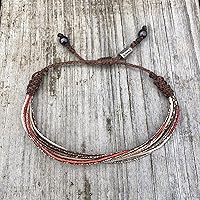 Vista 230 de Colorful Bracelet for Men and Women with Hematite Stones: Handmade Designer Adjustable Multistrand String Knotted Macrame Friendship Bracelet