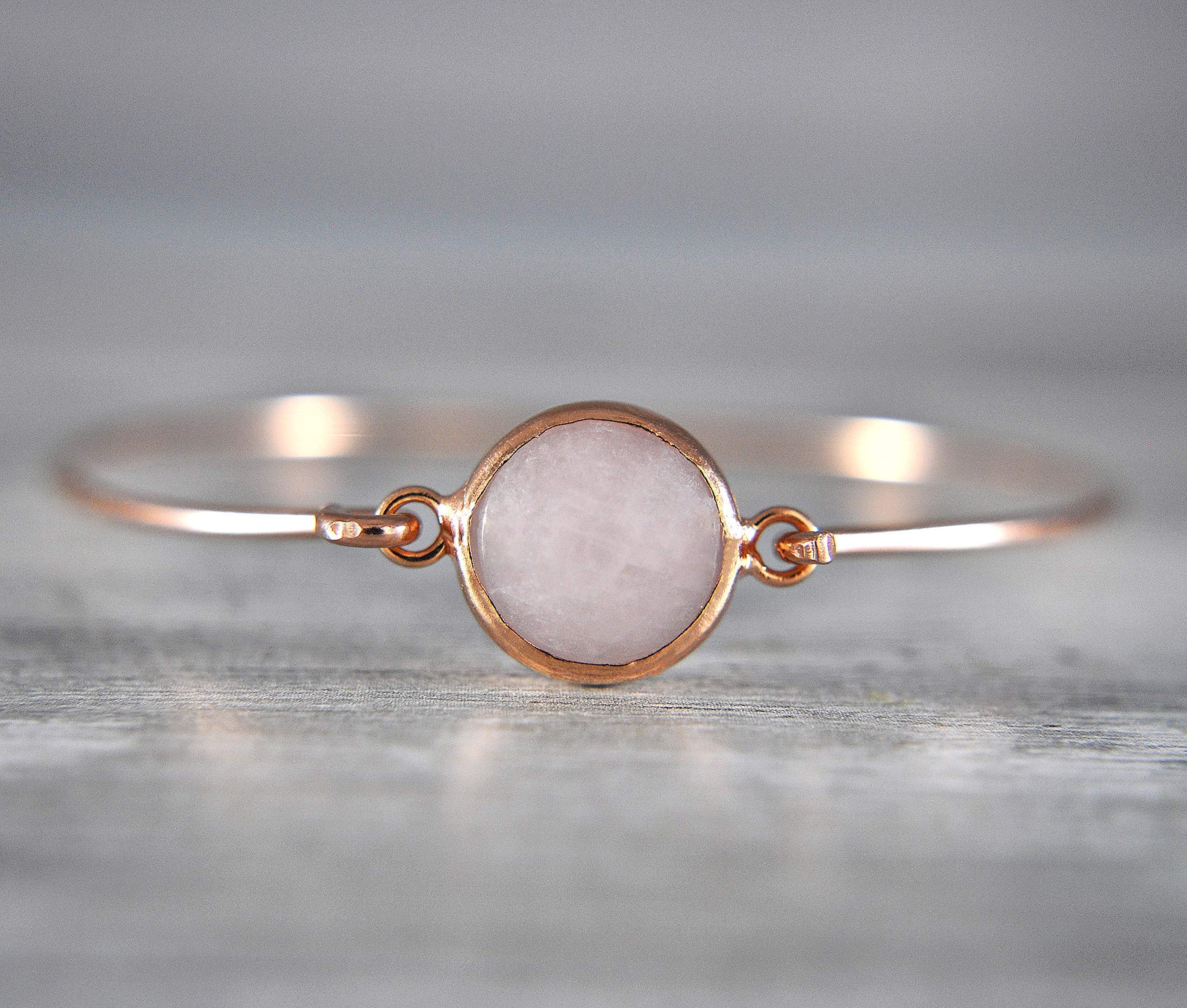 925 Silber Rosenquarz Roségold Ring Edelstein - Verstellbar - Romantisch Tolle Geschenkidee - Geschenk für Sie - Schmuck Geschenk - Handmade Geschenk