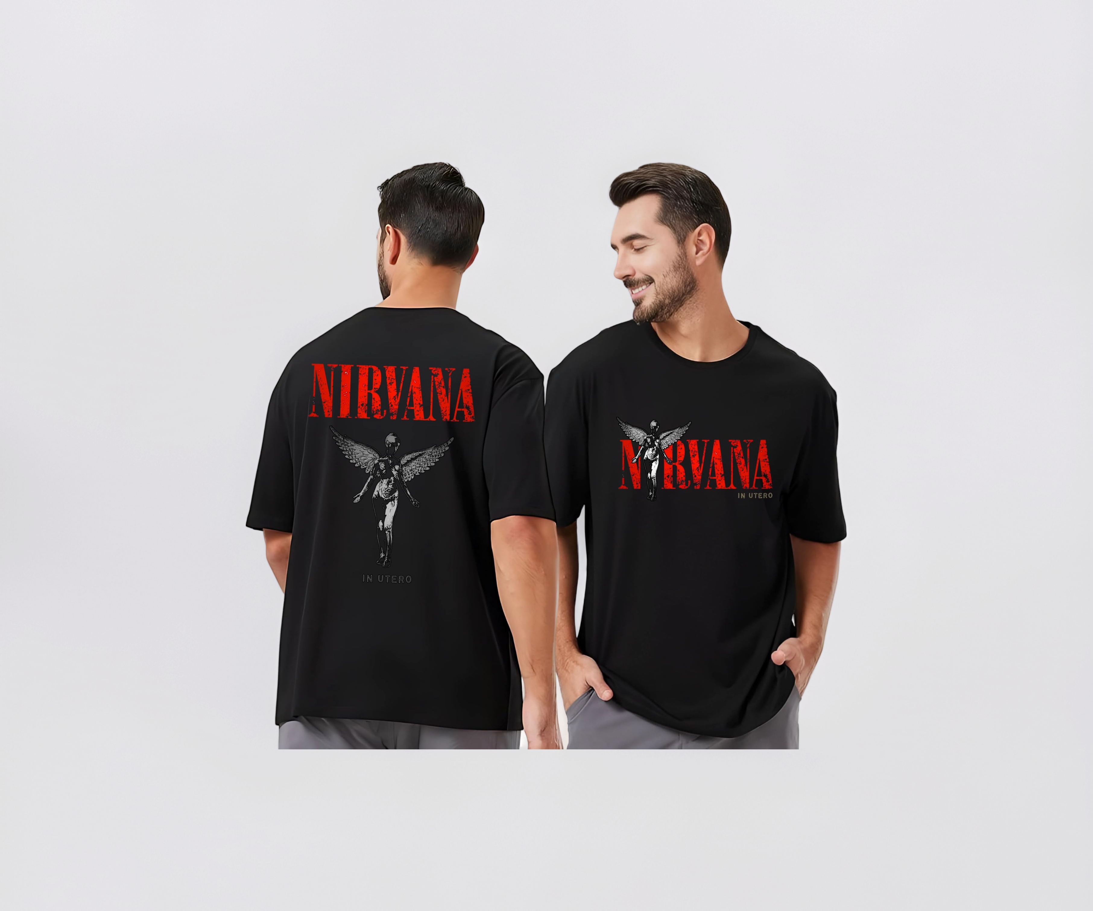 トップス Nirvana in utero l/s fade band tee xl Buy Nirvanna in Utero Graphic Oversize T-Shirt, Black, Winged
