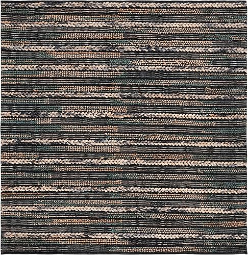 Miniatura 3 de Safavieh Natural Fiber Collection NF380Z - Alfombra cuadrada de yute a rayas de 6 x 6 pies, color negro y natural