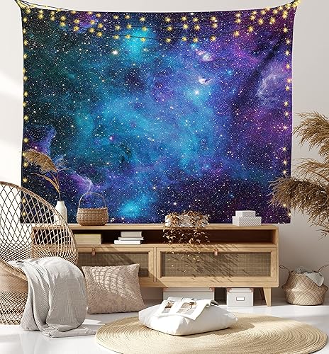 Miniatura 7 de Ambesonne Tapiz del espacio exterior, estrellas galaxias en el espacio, planetas astronómicos celestiales en el universo, Vía Láctea, decoración de