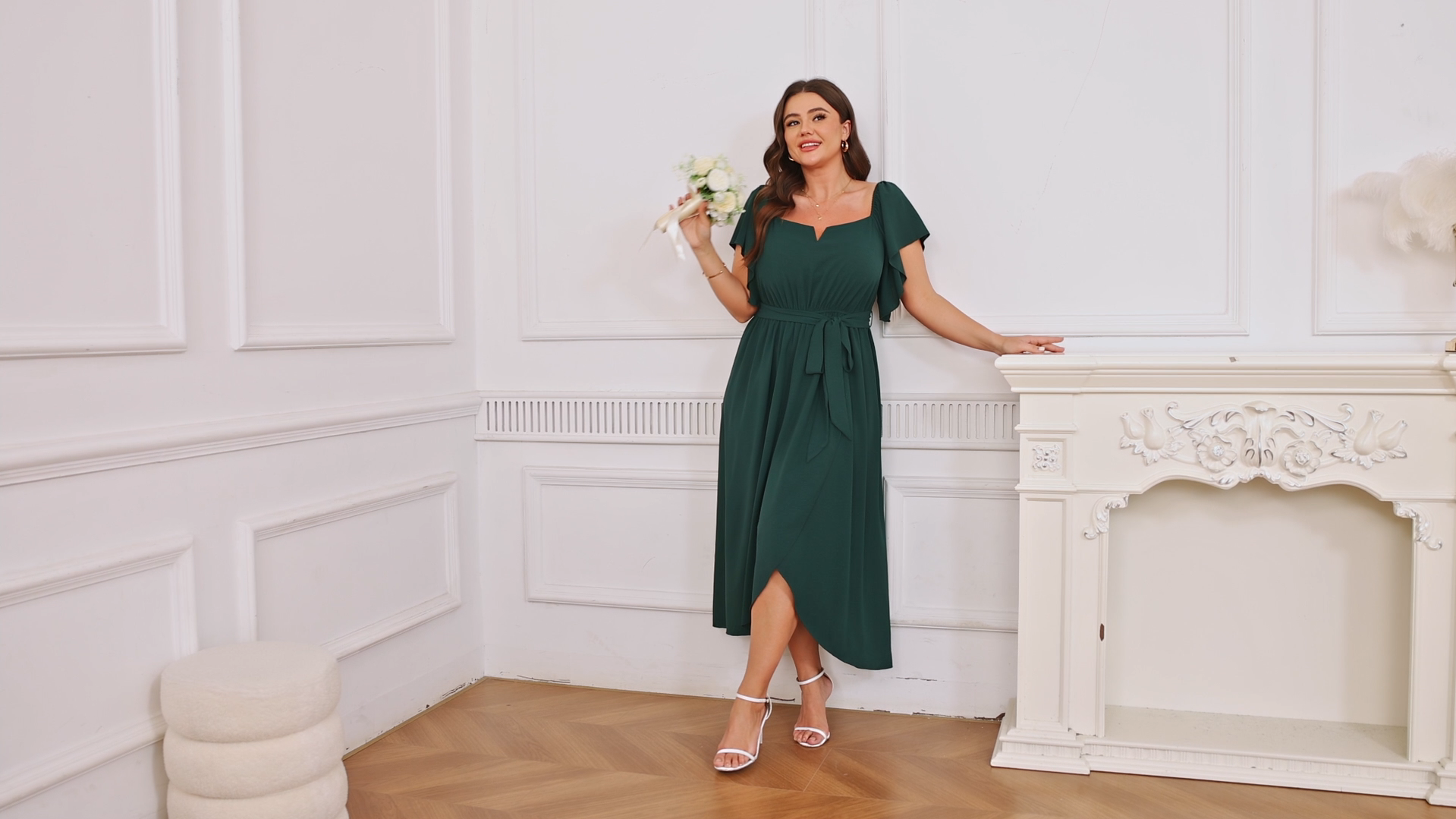 SHESTARR Plus Size Maxi Dress – Pleated, Square Neck, Smocked Waist, Flowy A-Line