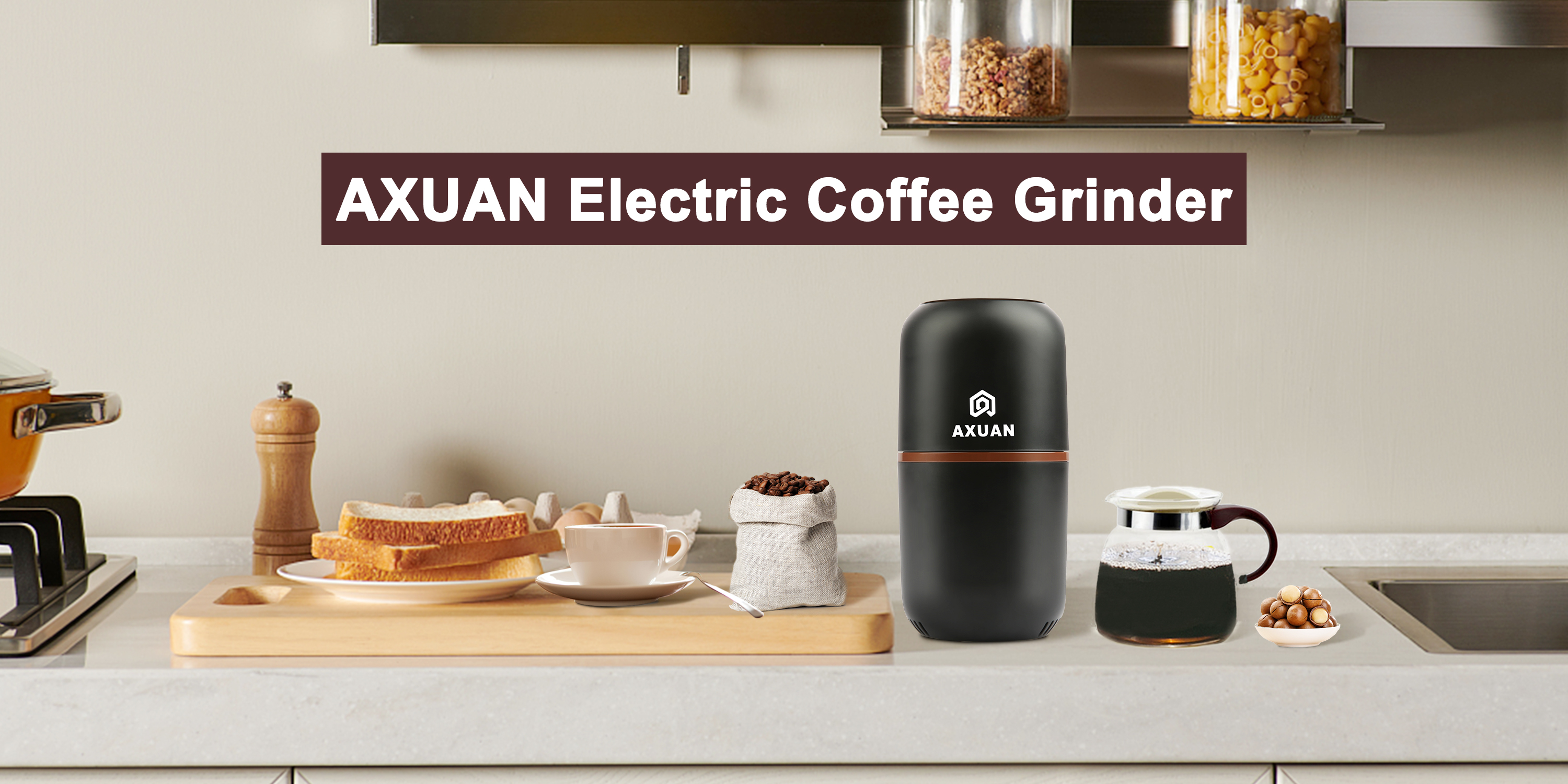 Elektrische Kaffeemühle, AXUAN Kaffeebohnenmühle Elektrisch, Bohnen, Nüsse und Körner Mühle mit 304 Edelstahlklingen… – Bild 8