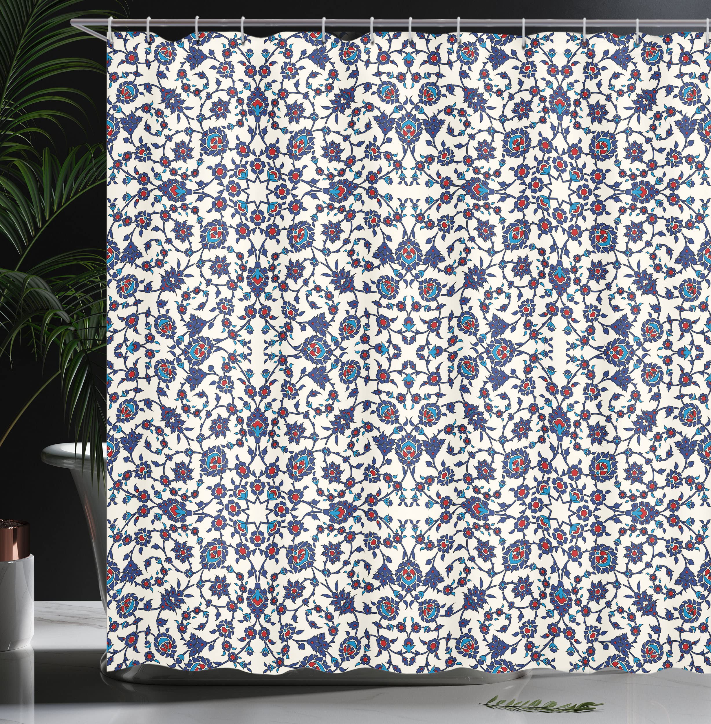 ABAKUHAUS Orient Shower Curtain, Moroccan Floral Pattern Victorian Rococo Baroque Design - Image 3