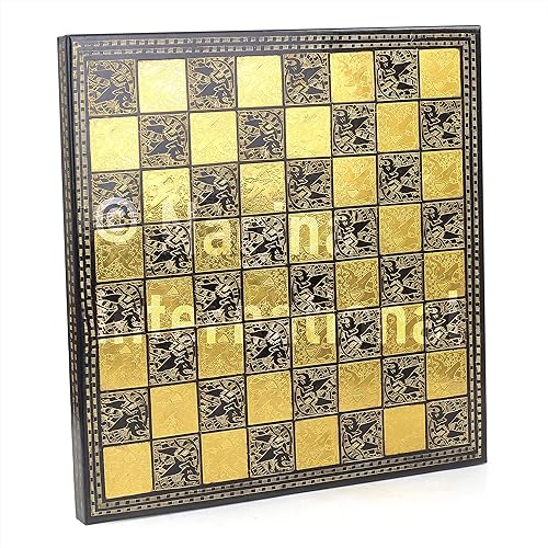 Miniatura 6 de Ajedrez de latón macizo de 13 pulgadas con estuche de almacenamiento - (negro y dorado)