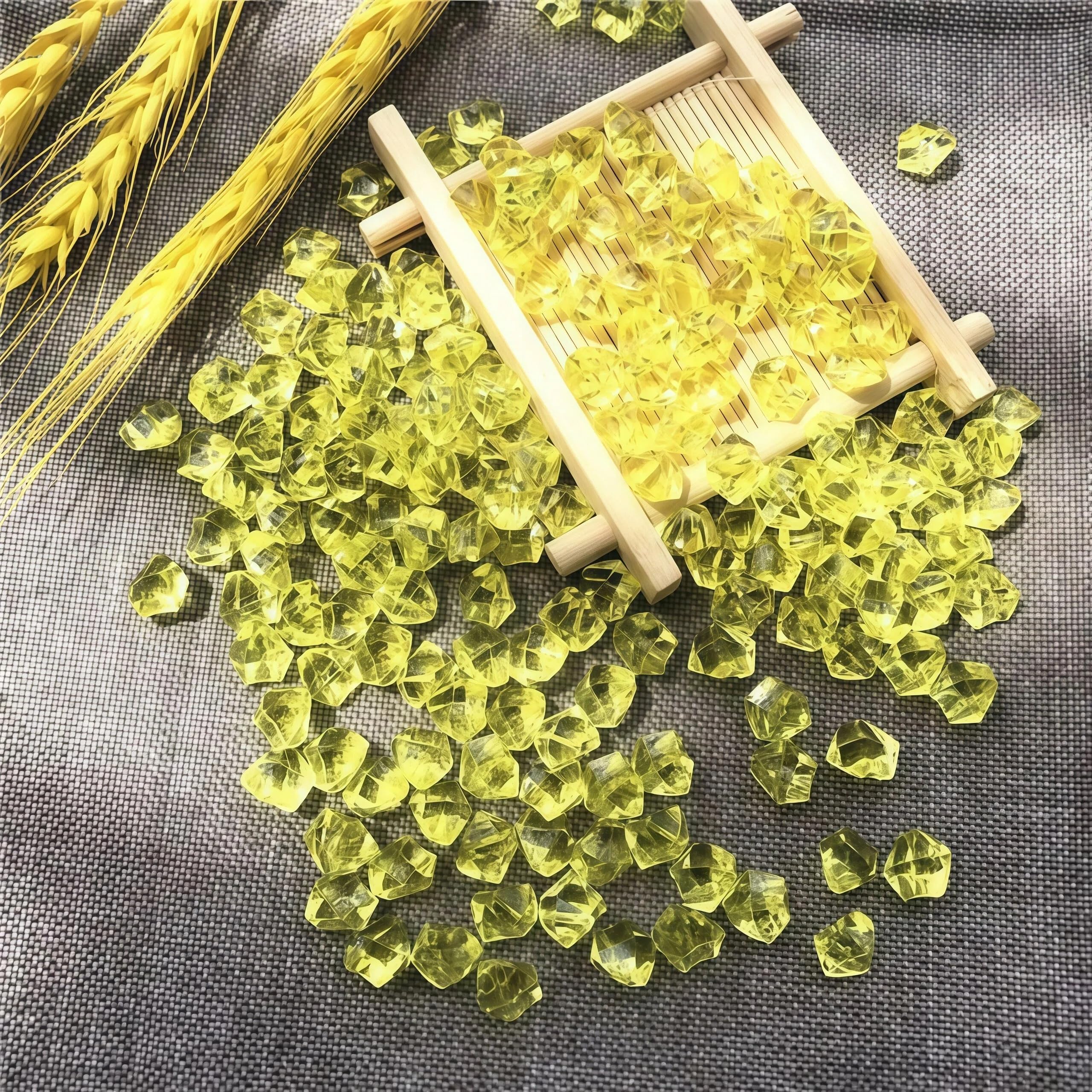 Lot de 200 pierres précieuses en acrylique jaune de qualité supérieure pour décoration de table, vase, aquarium (jaune)