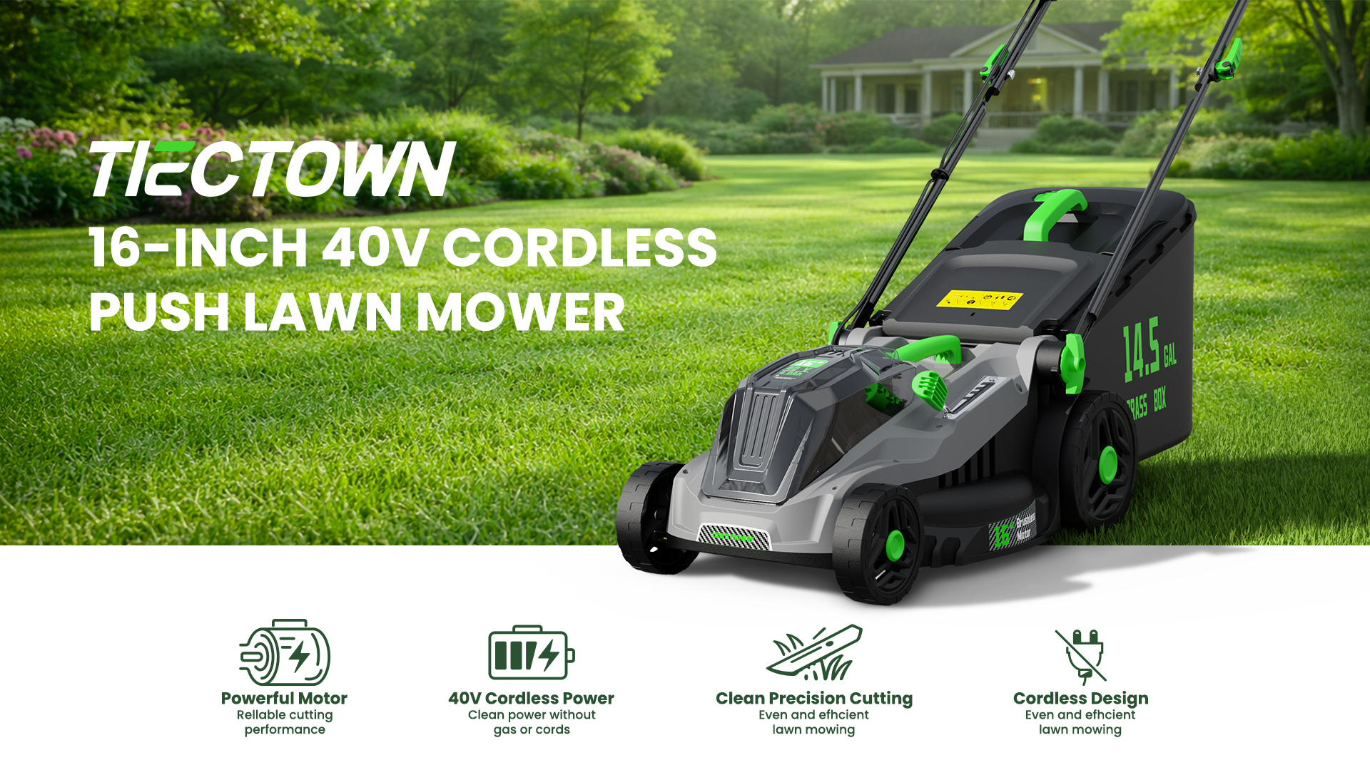 Amazon.com: TIECTOWN 40V 16-Inch Brushless Cordless Lawn Mower
