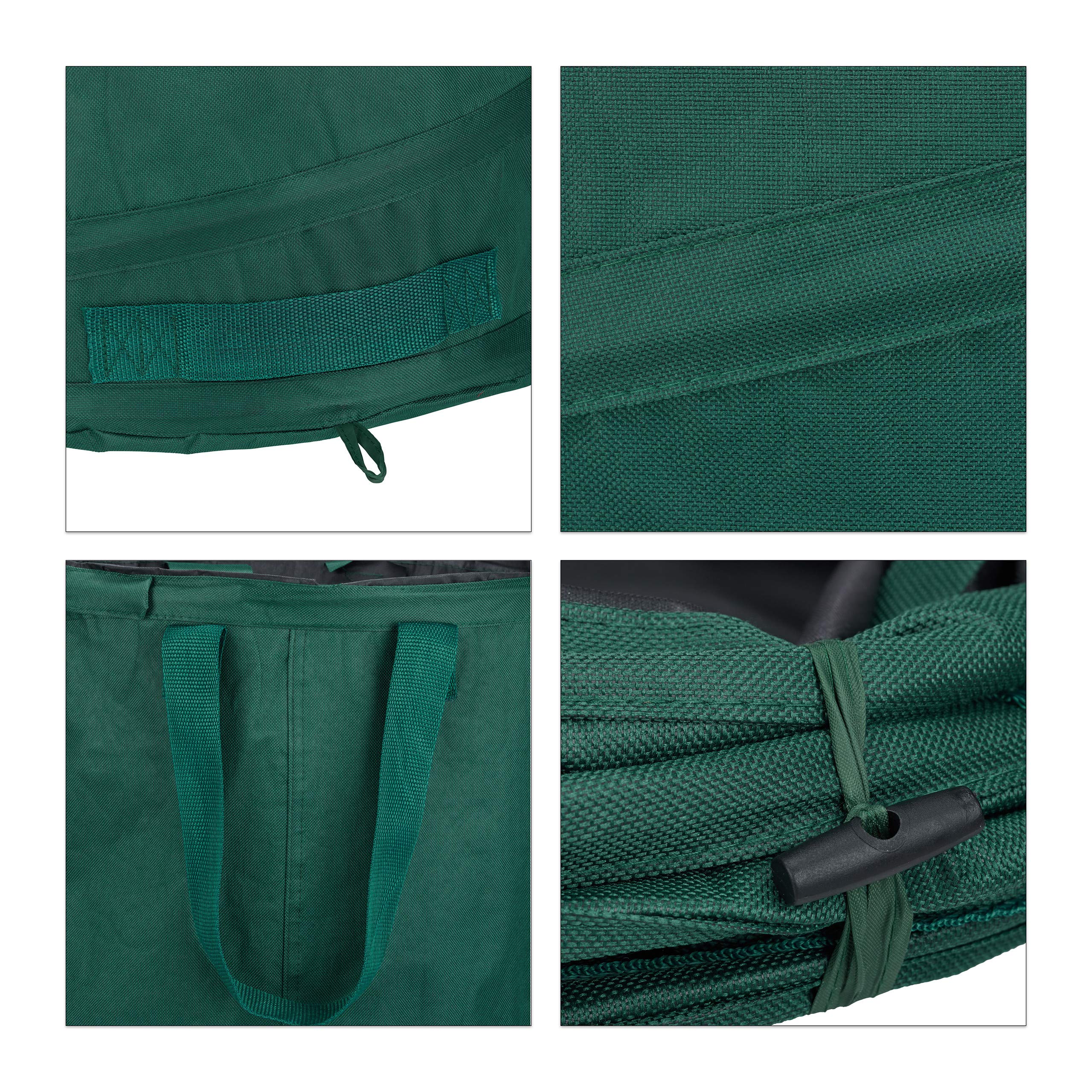 Relaxdays Saco Jardín Plegable de 120 L, Pack de 2 Unidades, Poliéster-Polietileno, Verde, ∅ 44 cm