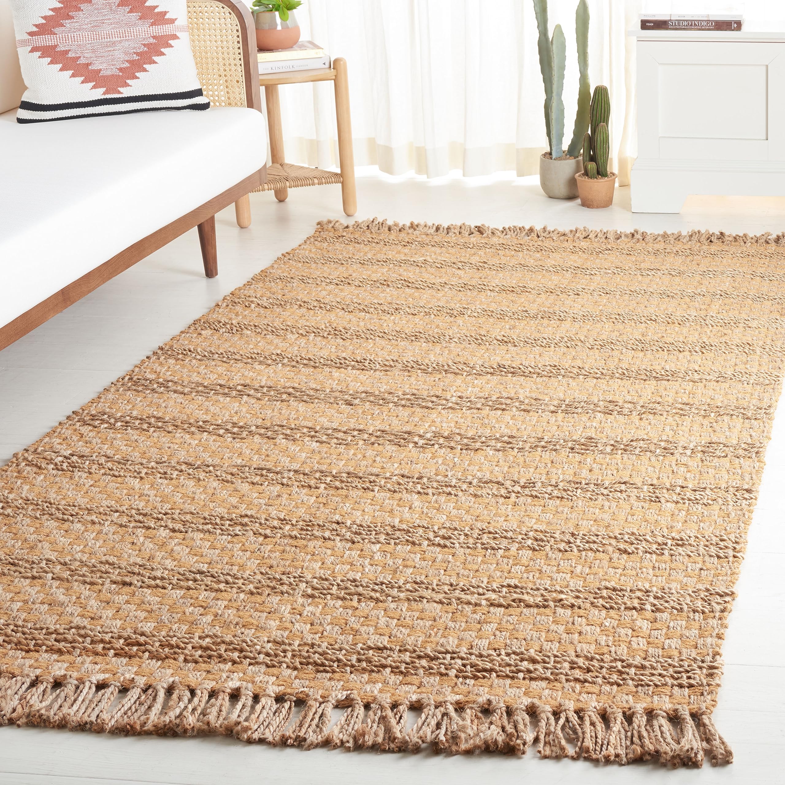 Safavieh Natural Fiber Collection Area Rug - 5' x 8', Natural, Handmade Jute & Coir, Farmhouse Boho Design, Ideal for The Living Room, Bedroom, Dining Room (NFB625A-5)