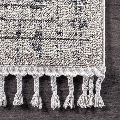 Miniatura 4 de nuLOOM Claudia - Alfombra de pasillo con borlas de diamante, 2 pies 6 pulgadas x 10 pies, color marfil