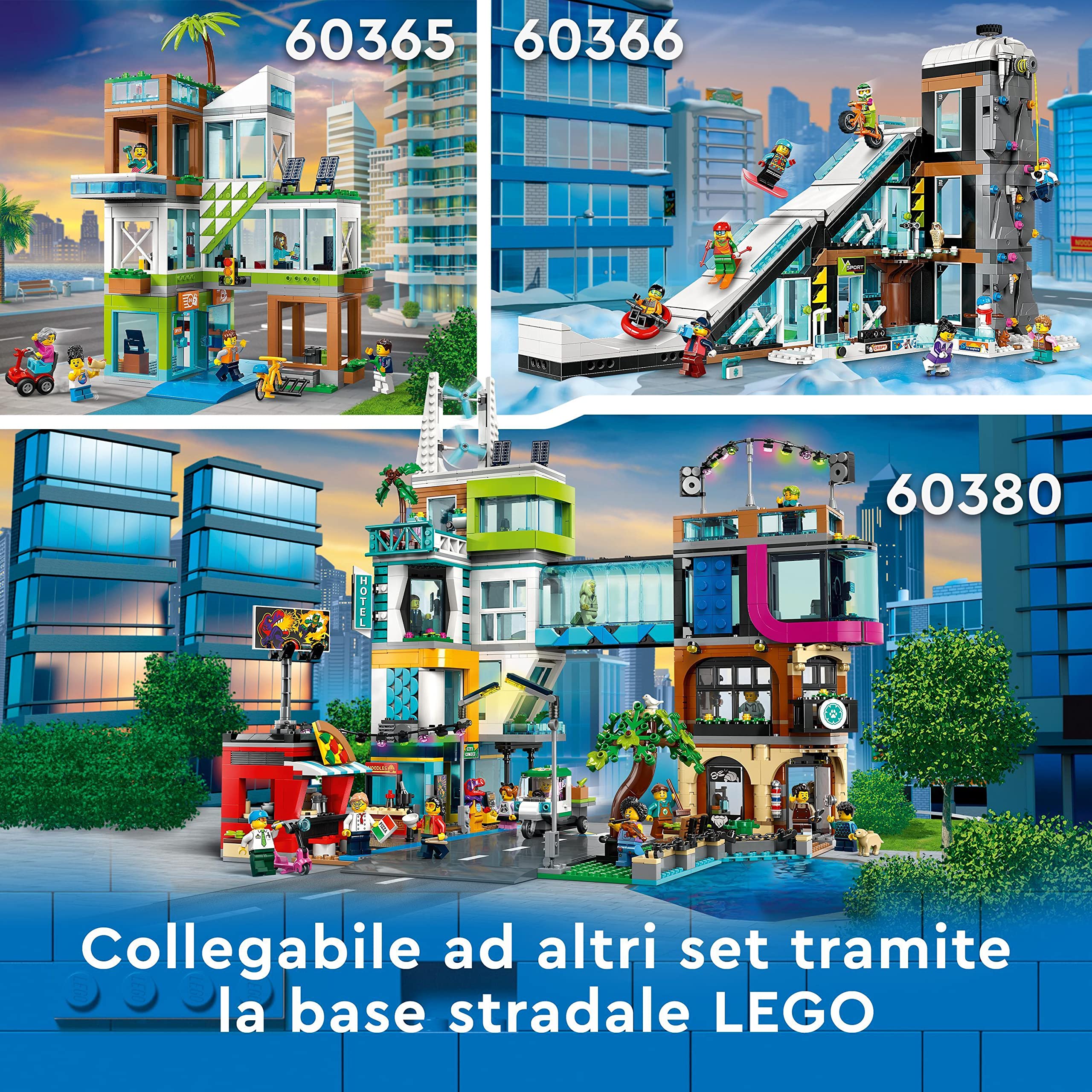 LEGO City Skate Park Urbano, Gioco per Bambini e Bambine da 6 Anni in su con Bicicletta BMX Giocattolo, Skateboard, Monopattino, Rollerblade e 4 Minifigure per le Acrobazie 60364
