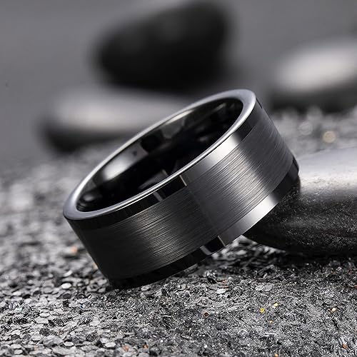 Miniatura 3 de King Will Duo - Anillo de boda de carburo de tungsteno cepillado para hombre, de 0.315 in0.394 in, acabado pulido, ajuste cómodo,