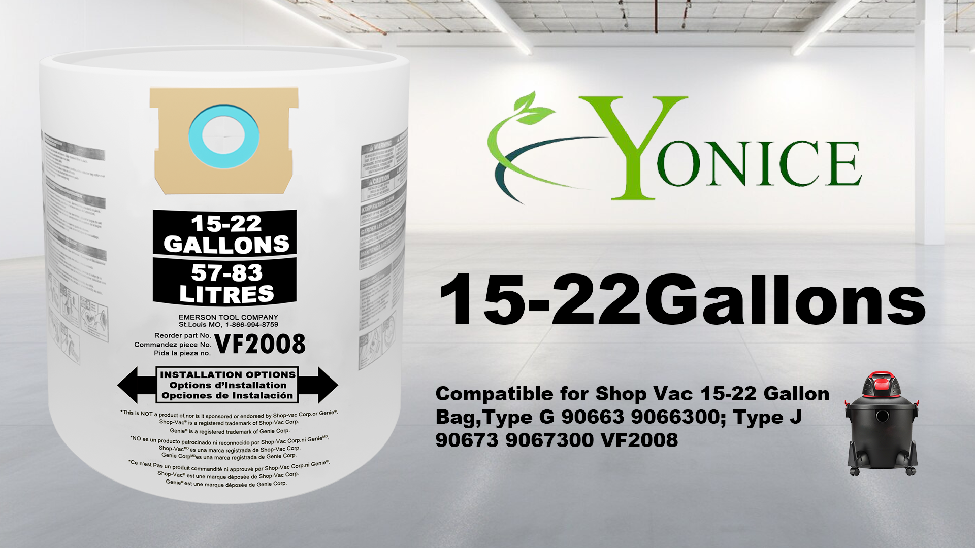 15 Pack Vaccum Bags Compatible with Shop Vac Bags 15-22 Gallon